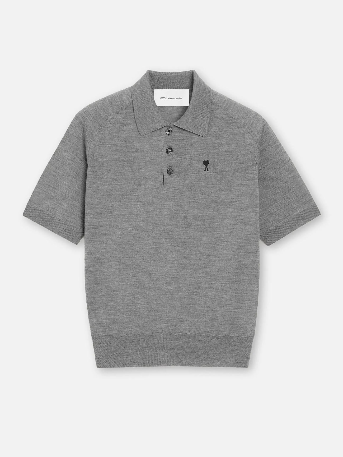 AMI PARIS - Strickpolo Ami De Coeur für Herren Grau - Heather Grey