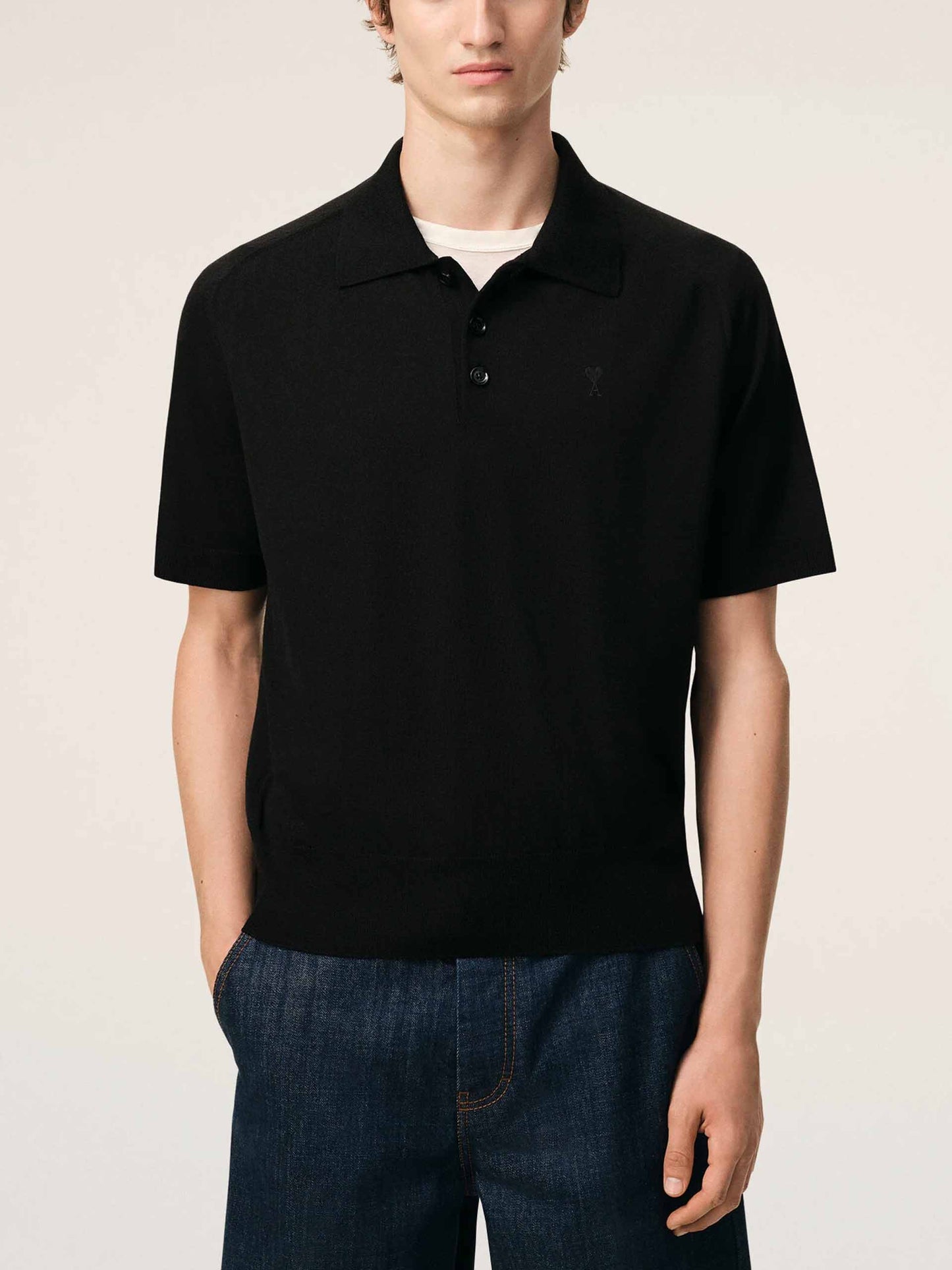 AMI PARIS - Strickpolo Ami De Coeur für Herren Schwarz - Black