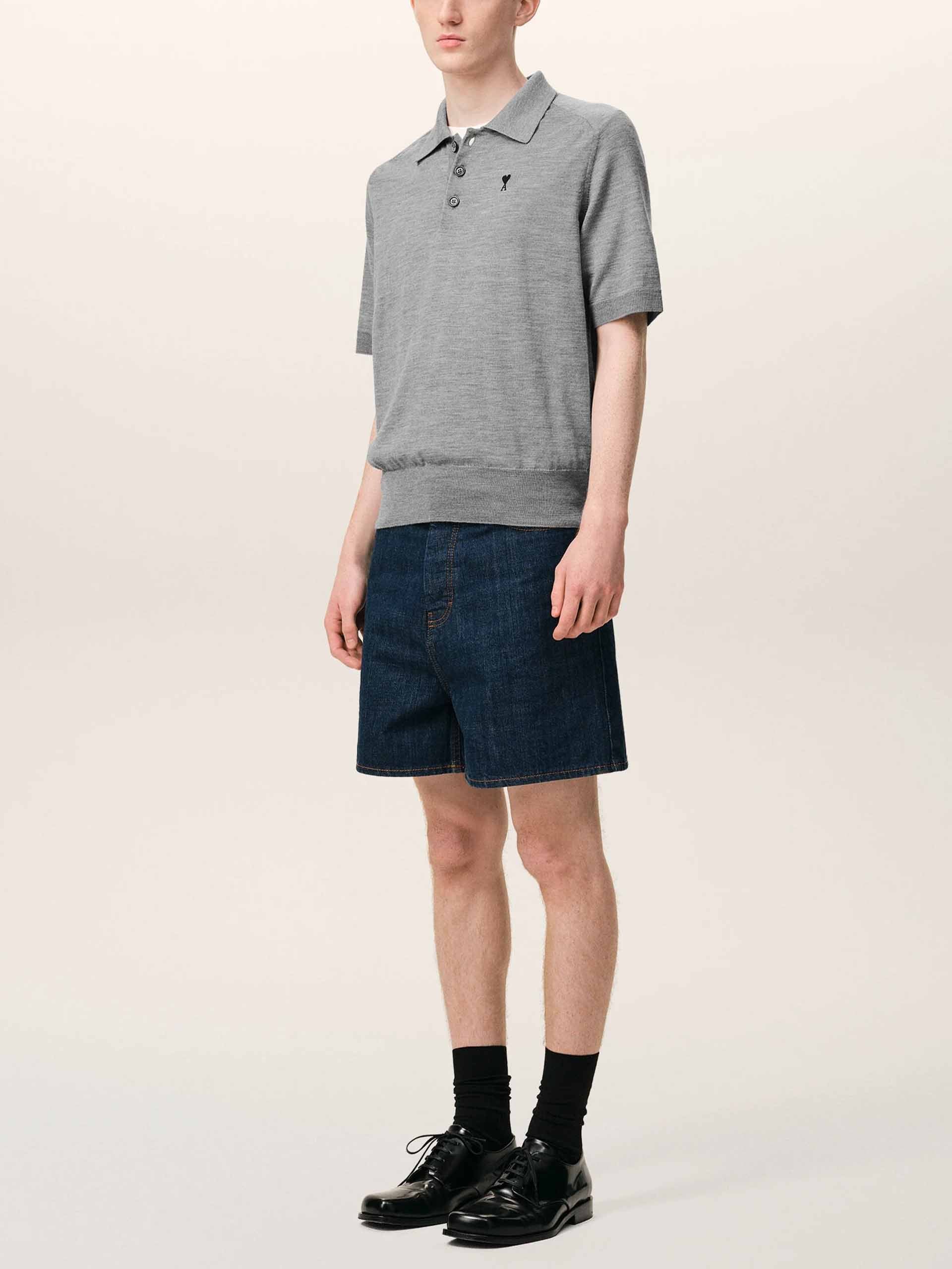 AMI PARIS - Strickpolo Ami De Coeur für Herren Grau - Heather Grey