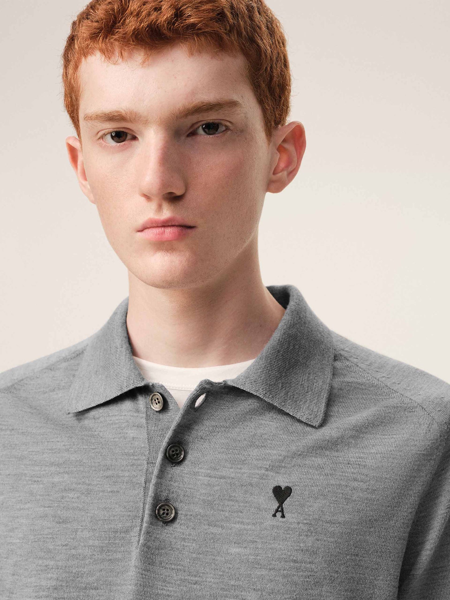 AMI PARIS - Strickpolo Ami De Coeur für Herren Grau - Heather Grey