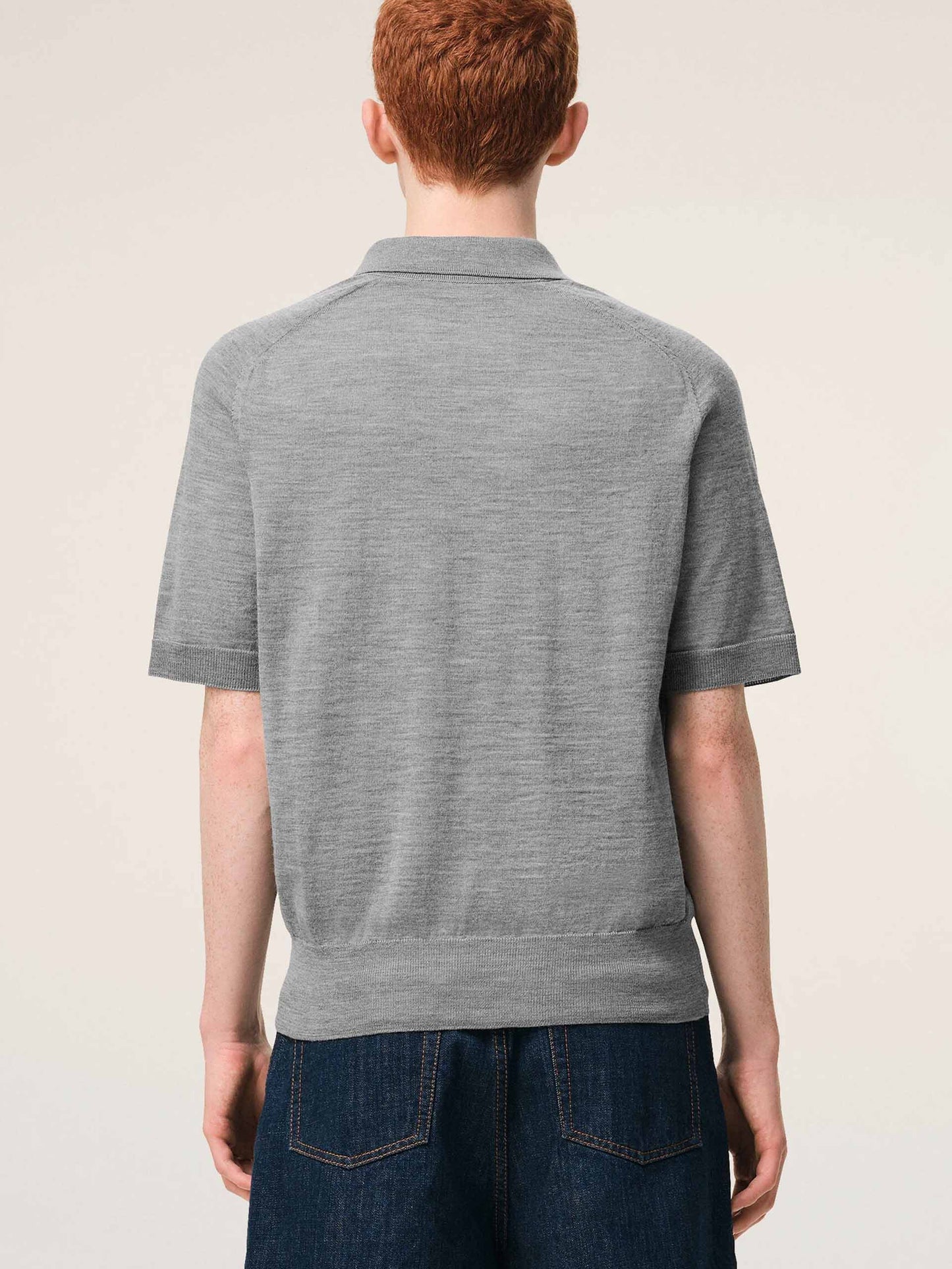 AMI PARIS - Strickpolo Ami De Coeur für Herren Grau - Heather Grey