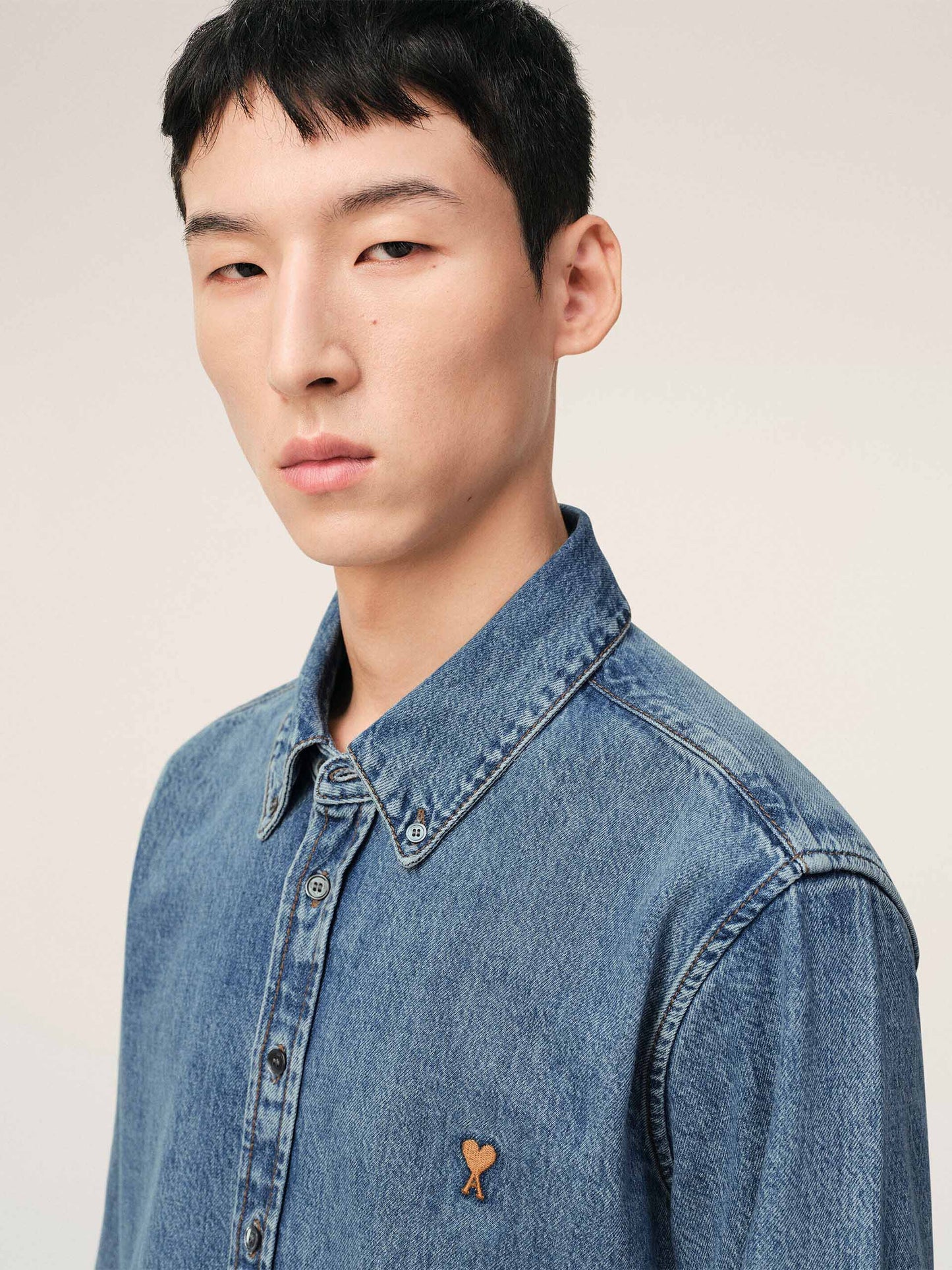 AMI PARIS - Jeanshemd Ami De Coeur mit Logo-Stickerei