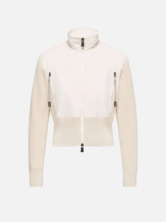 MONCLER GRENOBLE - Wattierte Strickjacke aus Baumwolle für Damen Hellbeige - Light beige