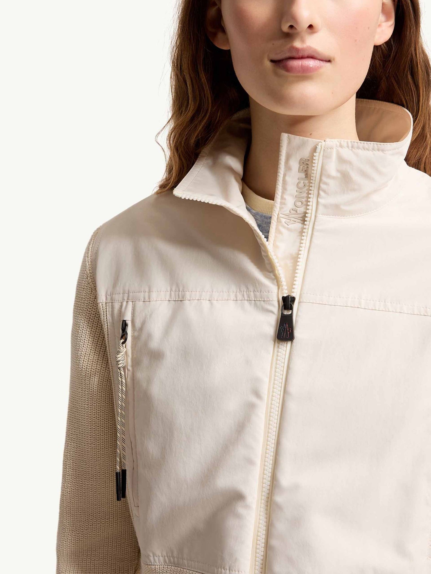 MONCLER GRENOBLE - Wattierte Strickjacke aus Baumwolle für Damen Hellbeige - Light beige