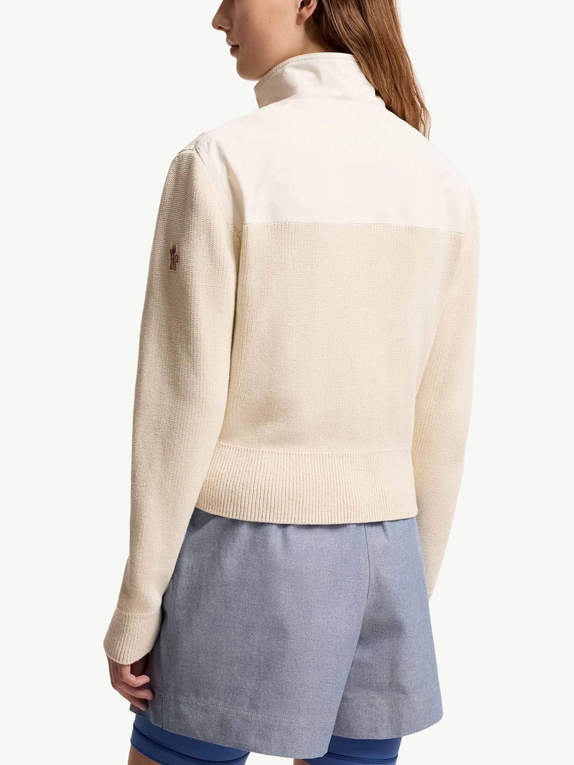 MONCLER GRENOBLE - Wattierte Strickjacke aus Baumwolle für Damen Hellbeige - Light beige