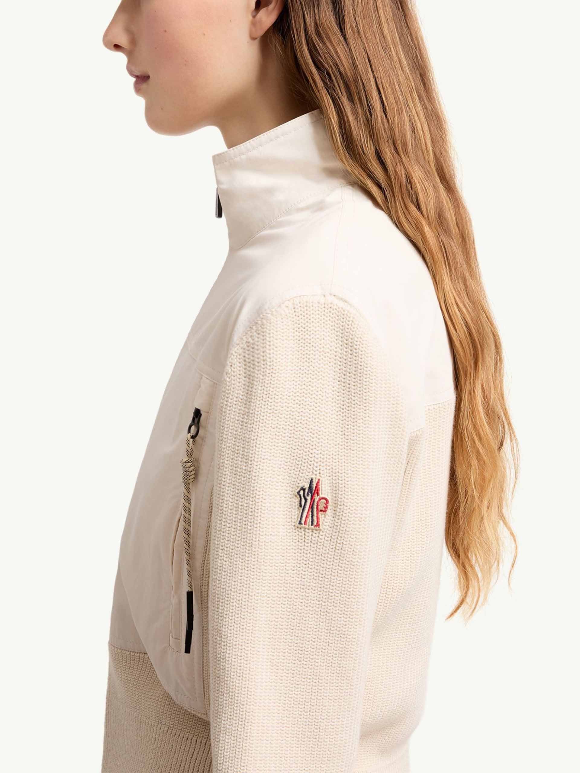 MONCLER GRENOBLE - Wattierte Strickjacke aus Baumwolle für Damen Hellbeige - Light beige
