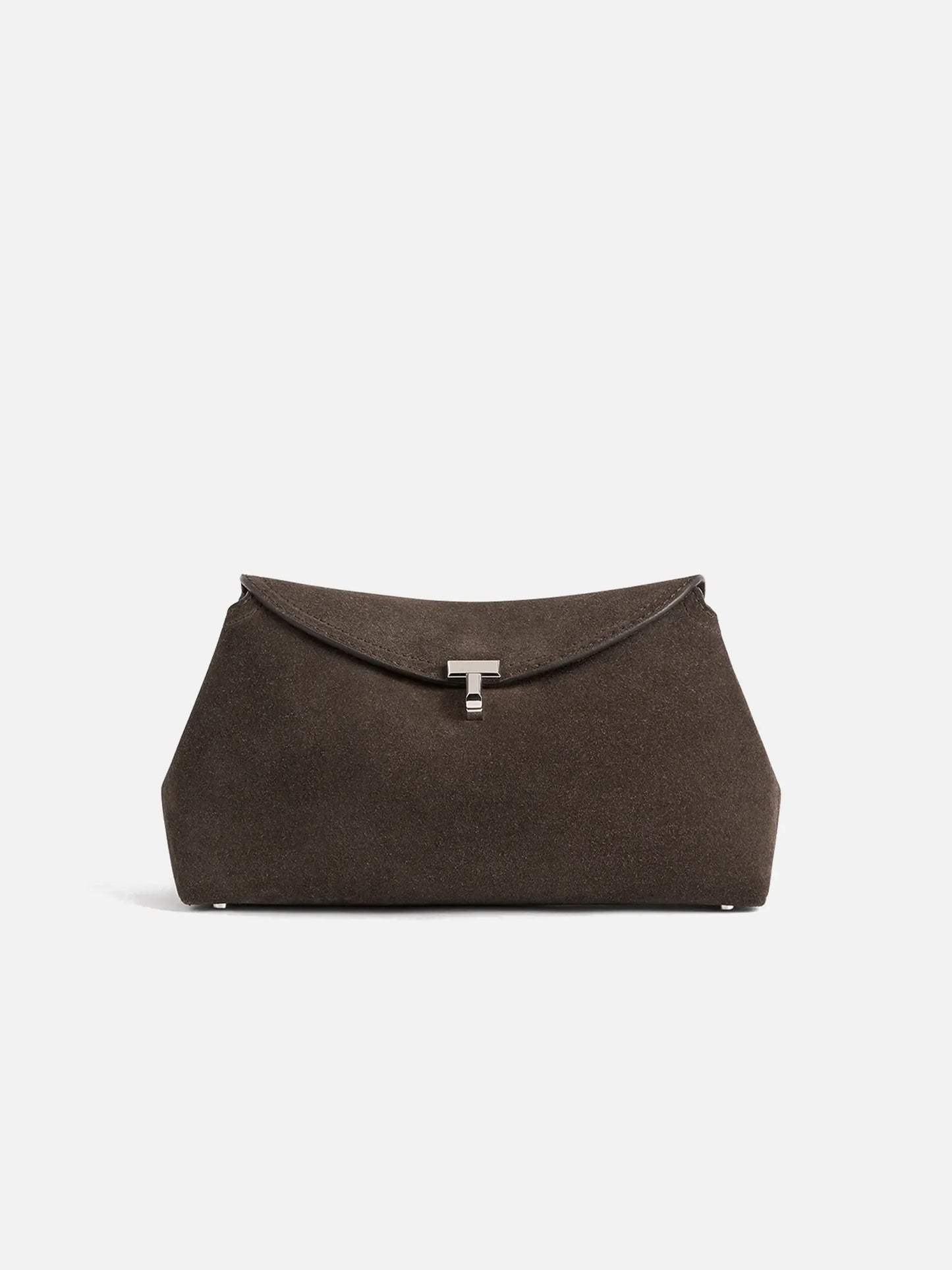 TOTEME - Clutch T-Lock Small aus Veloursleder Braun - Brown Suede
