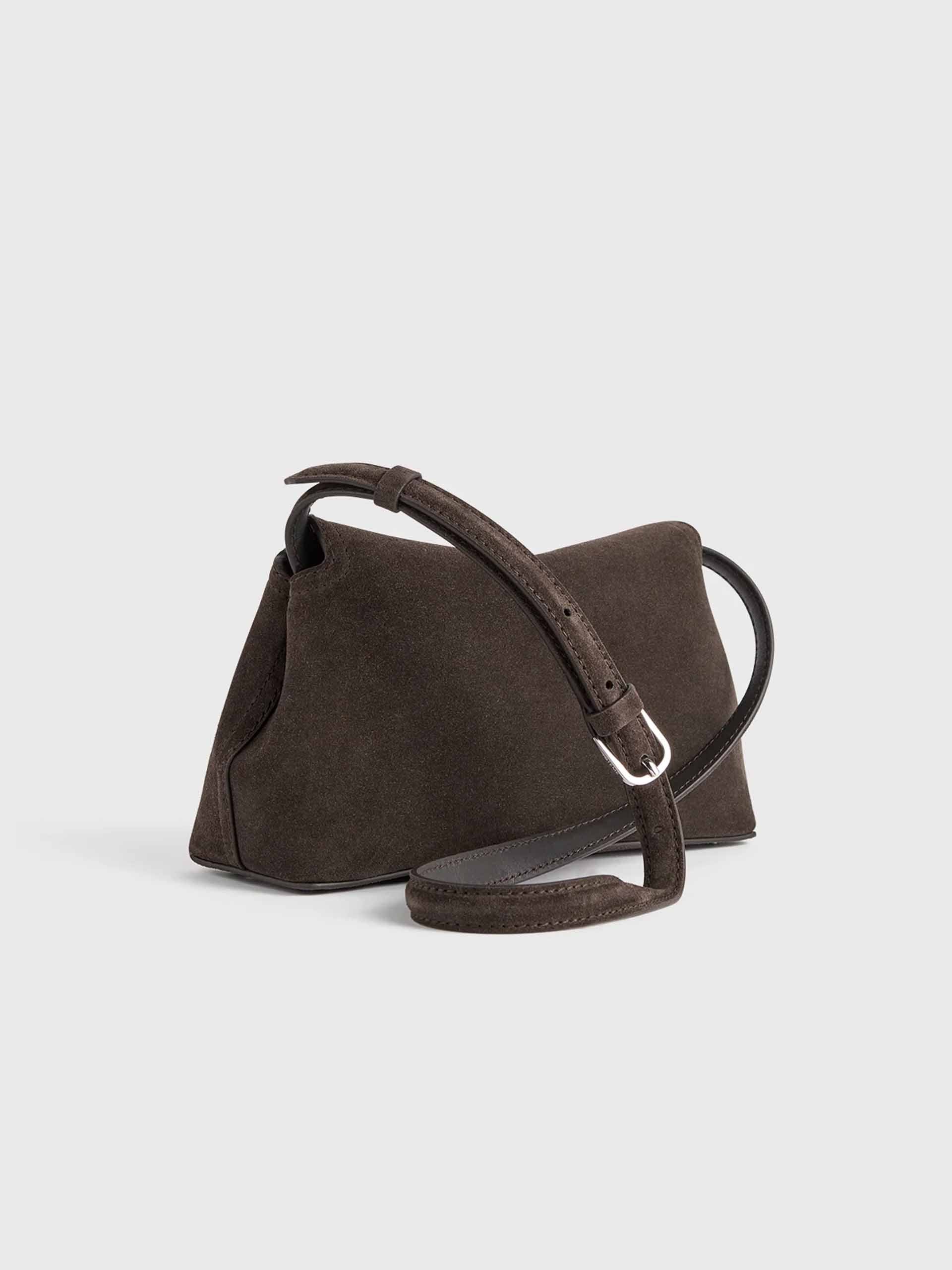 TOTEME - Clutch T-Lock Small aus Veloursleder Braun - Brown Suede