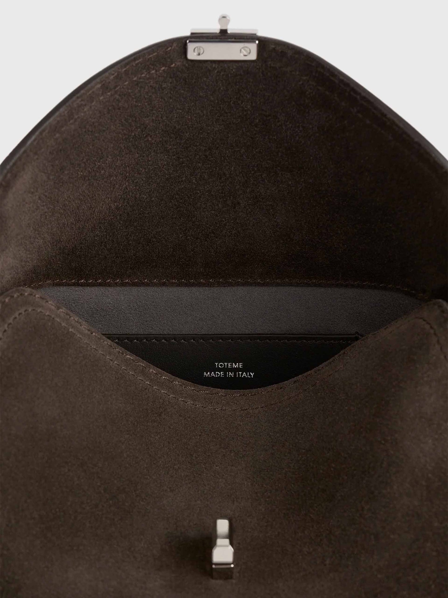 TOTEME - Clutch T-Lock Small aus Veloursleder Braun - Brown Suede