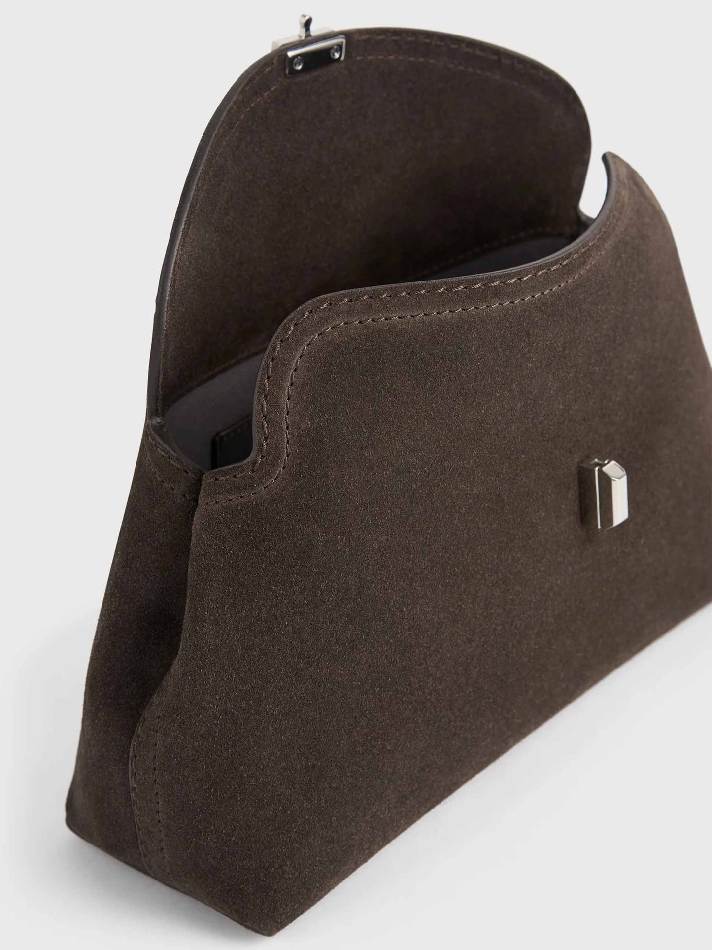 TOTEME - Clutch T-Lock Small aus Veloursleder Braun - Brown Suede