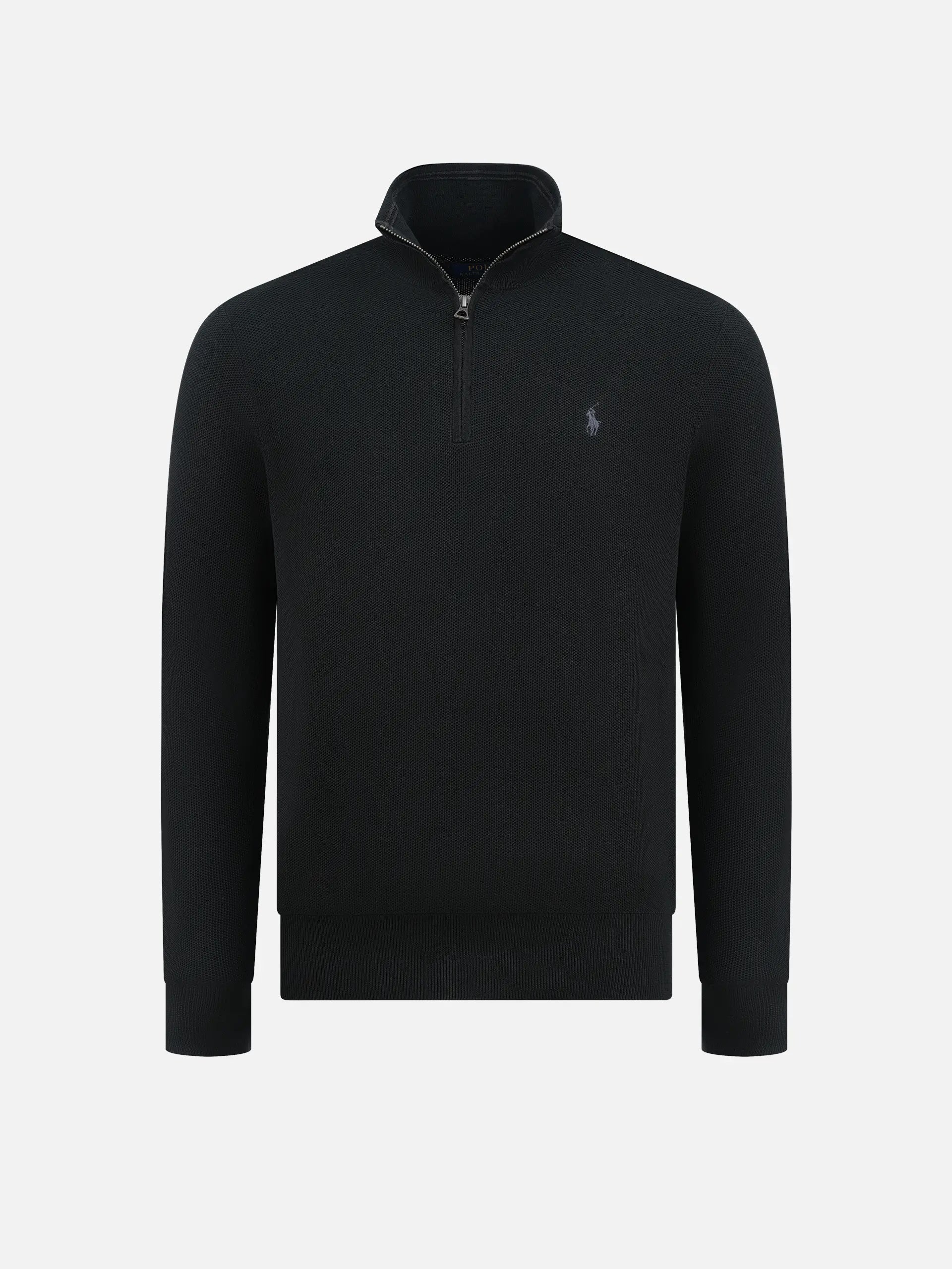 POLO RALPH LAUREN - Quarter-Zip-Pullover aus Baumwollpiqué für Herren Schwarz - Black