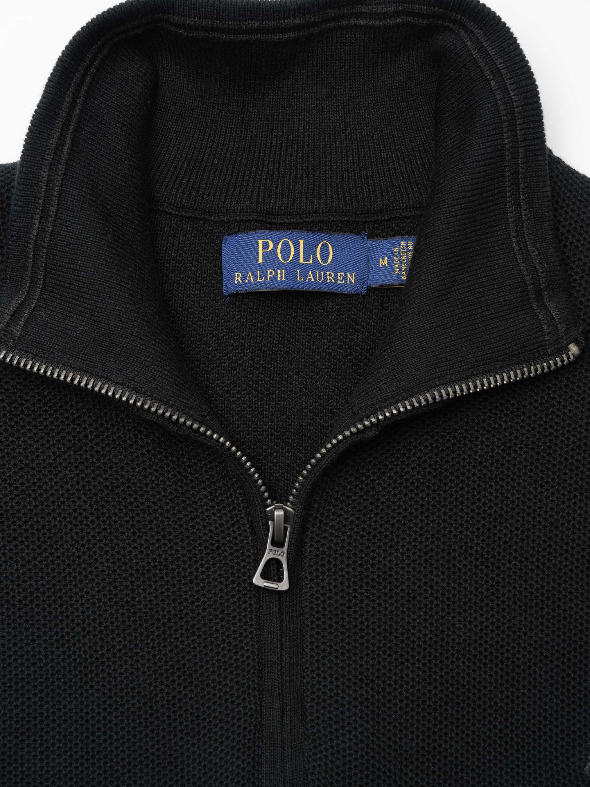 POLO RALPH LAUREN - Quarter-Zip-Pullover aus Baumwollpiqué für Herren Schwarz - Black