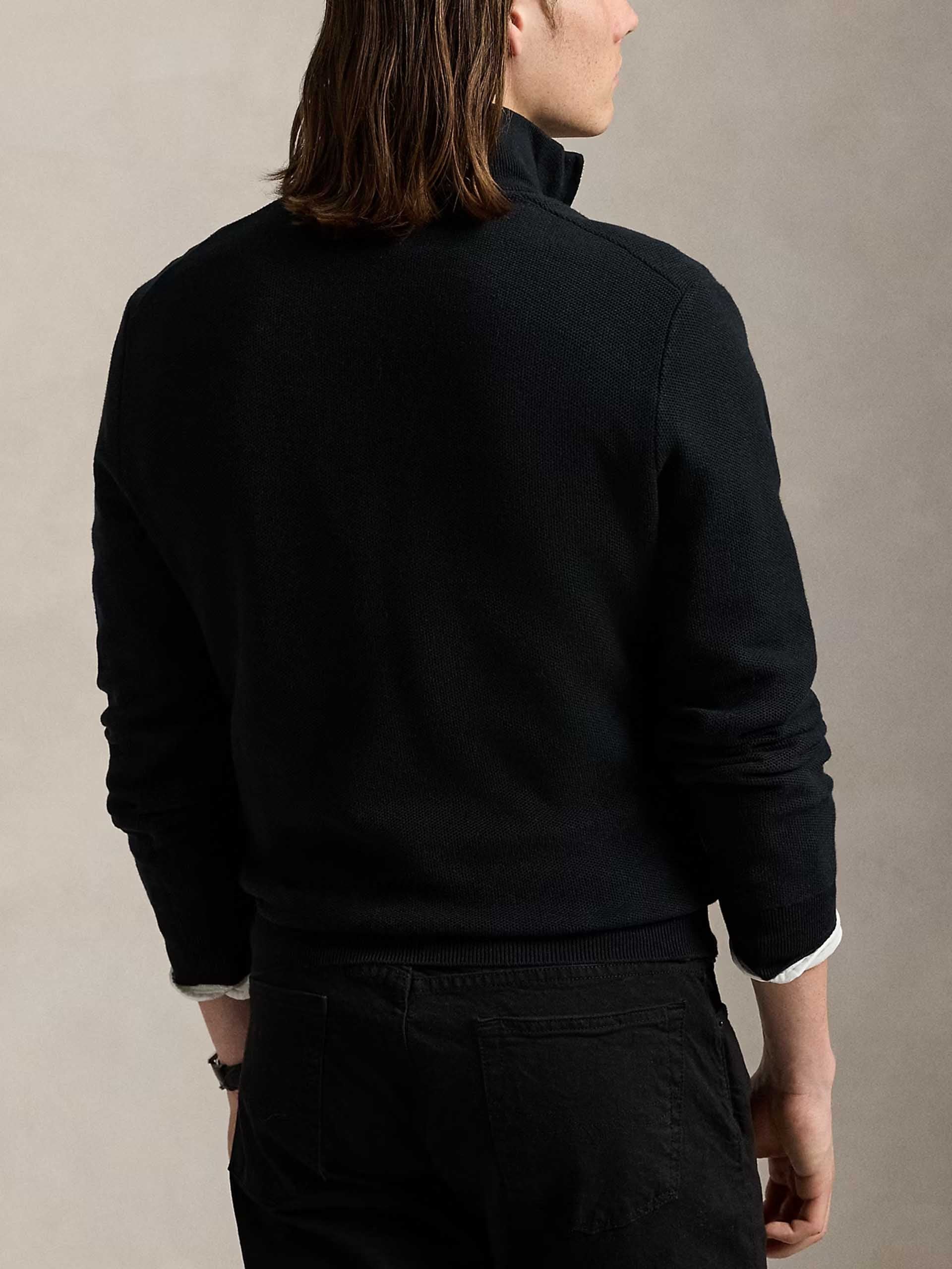 POLO RALPH LAUREN - Quarter-Zip-Pullover aus Baumwollpiqué für Herren Schwarz - Black