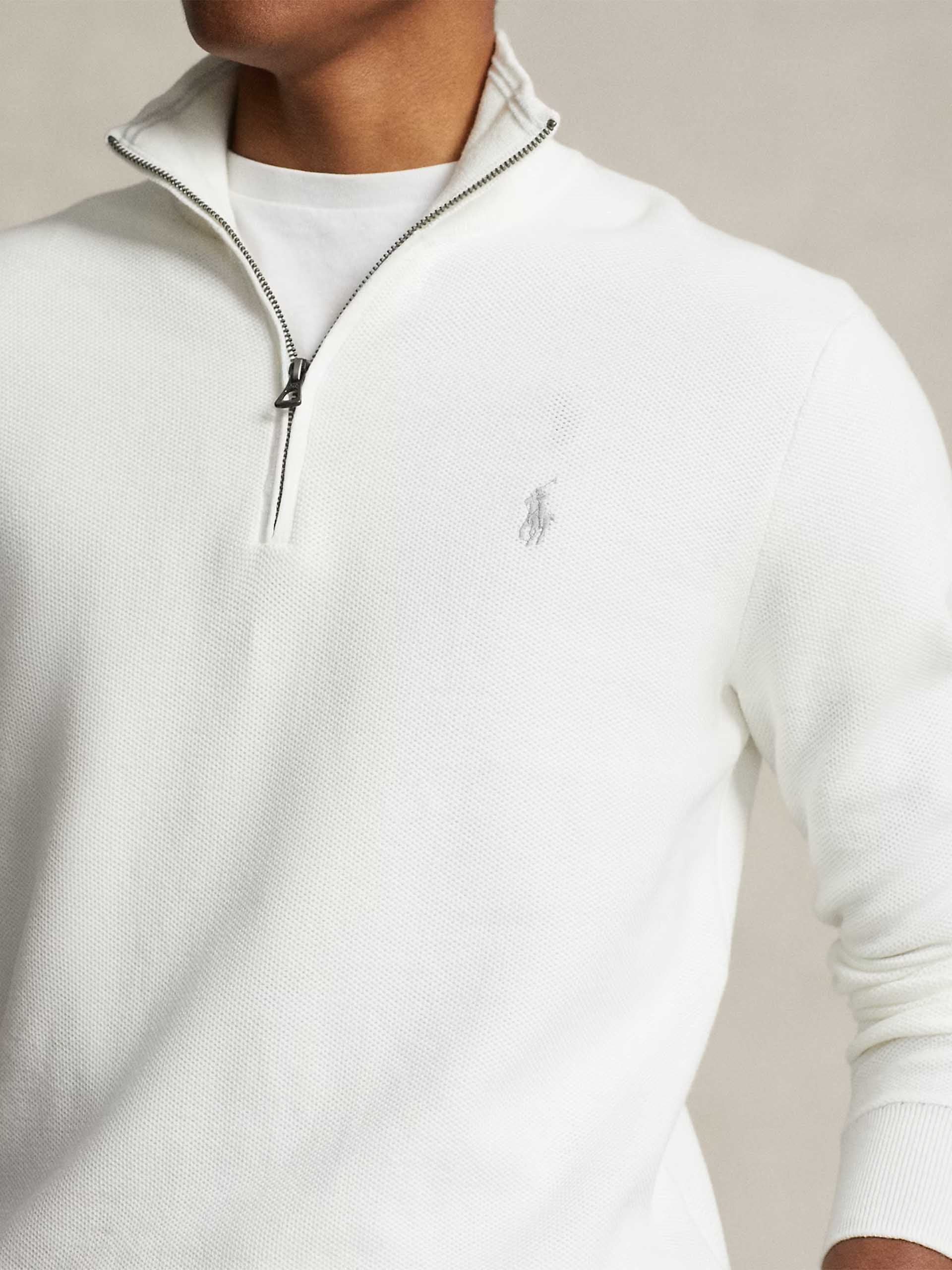 POLO RALPH LAUREN - Quarter-Zip-Pullover aus Baumwollpiqué für Herren Weiß - White