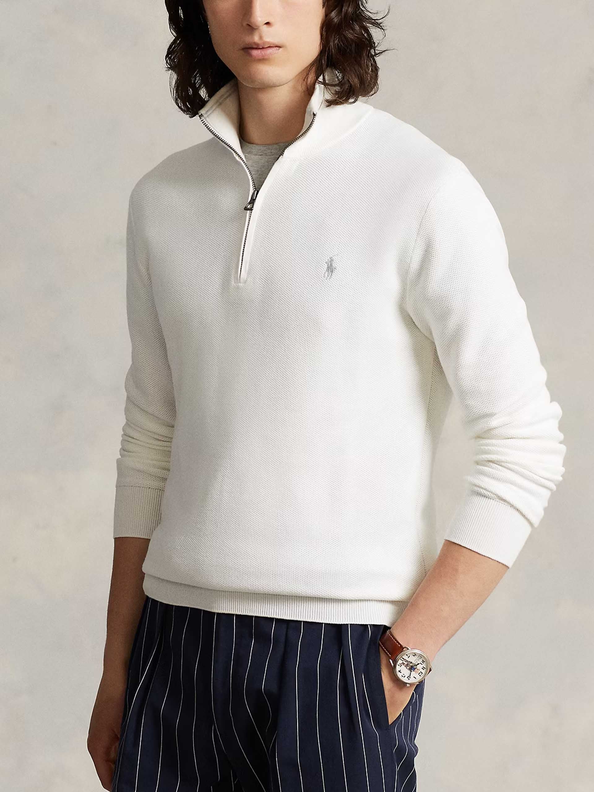POLO RALPH LAUREN - Quarter-Zip-Pullover aus Baumwollpiqué für Herren Weiß - White