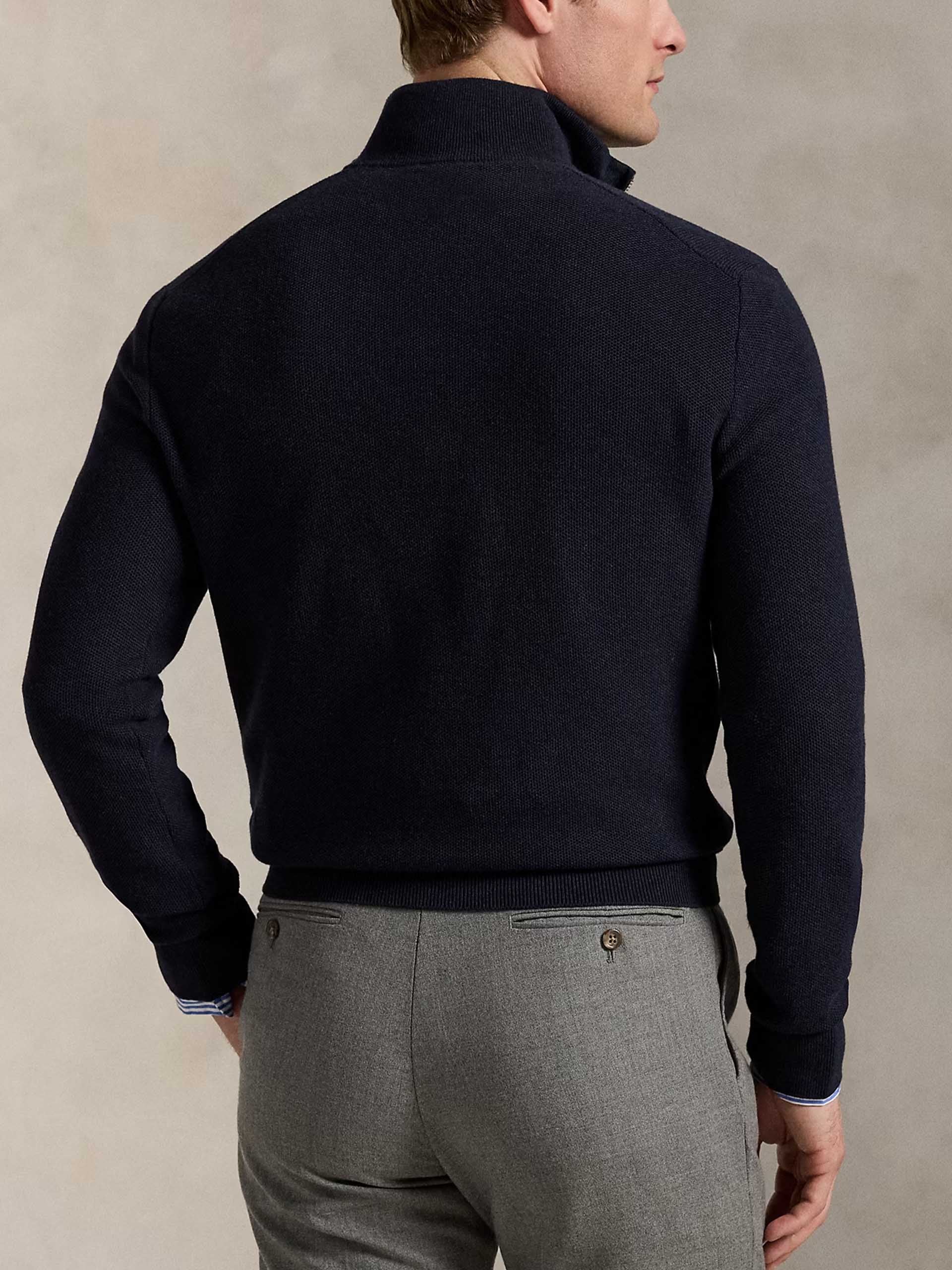 POLO RALPH LAUREN - Quarter-Zip-Pullover aus Baumwollpiqué für Herren Navyblau - Navy blue