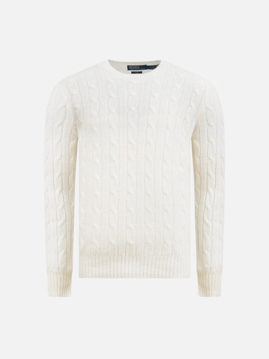 POLO RALPH LAUREN - Kaschmir-Pullover mit Zopfmuster Creme - Cream