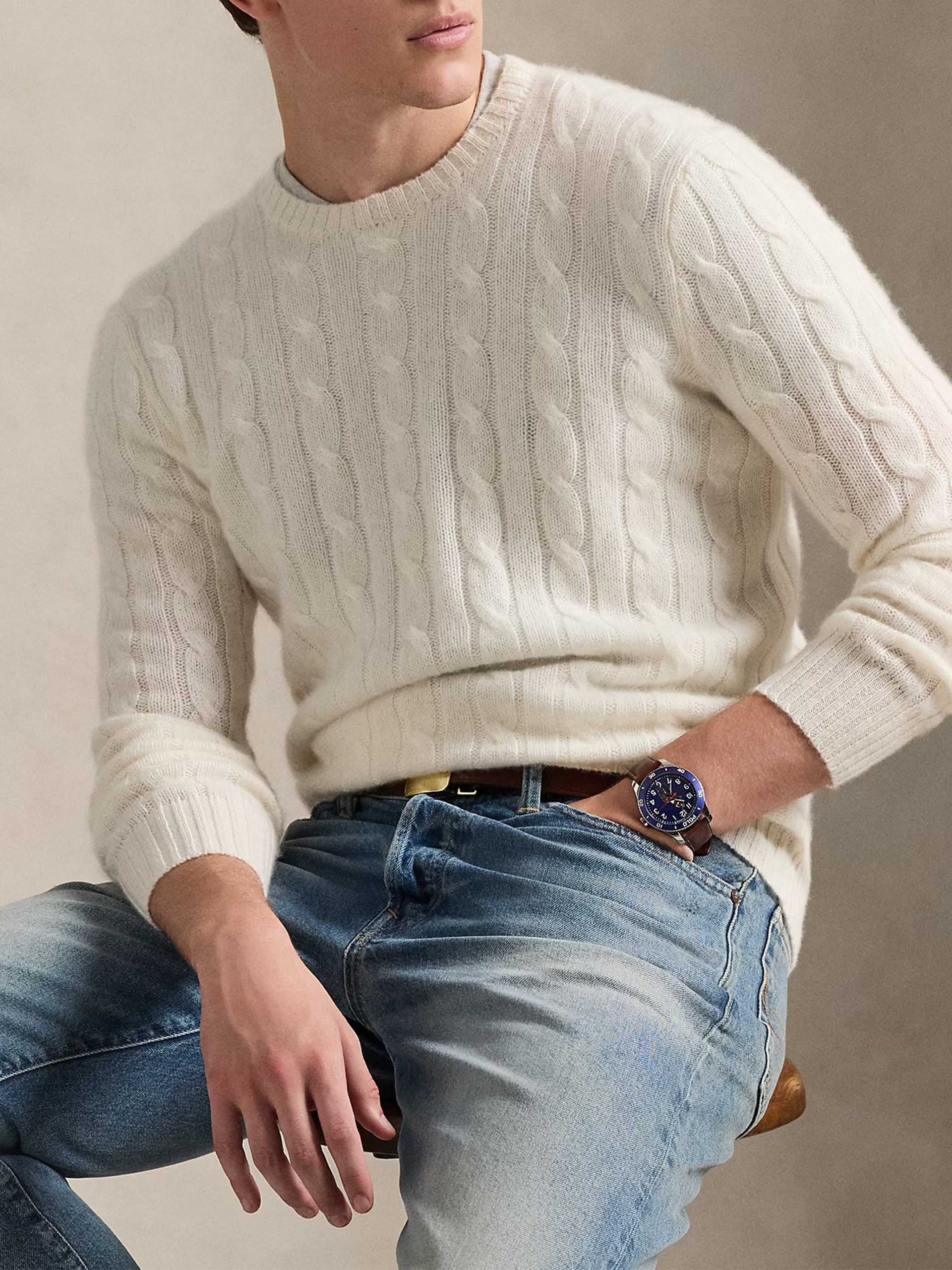 POLO RALPH LAUREN - Kaschmir-Pullover mit Zopfmuster Creme - Cream