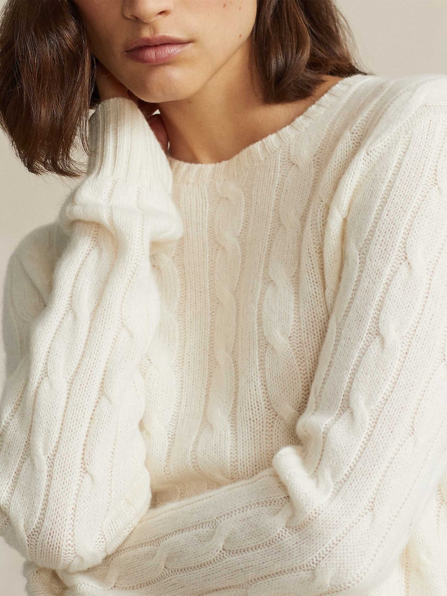POLO RALPH LAUREN - Kaschmir-Pullover mit Zopfmuster Creme - Cream