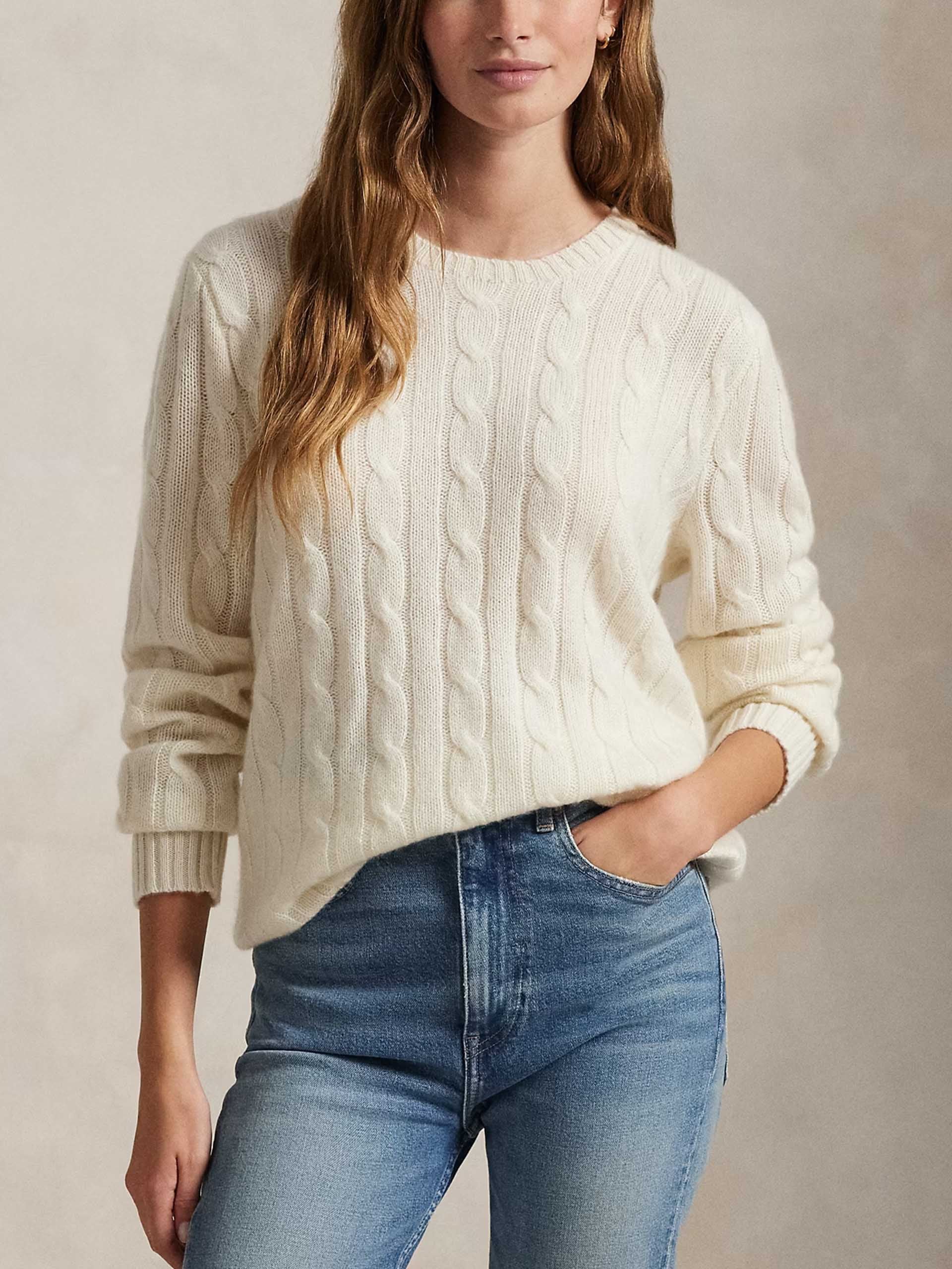 POLO RALPH LAUREN - Kaschmir-Pullover mit Zopfmuster Creme - Cream