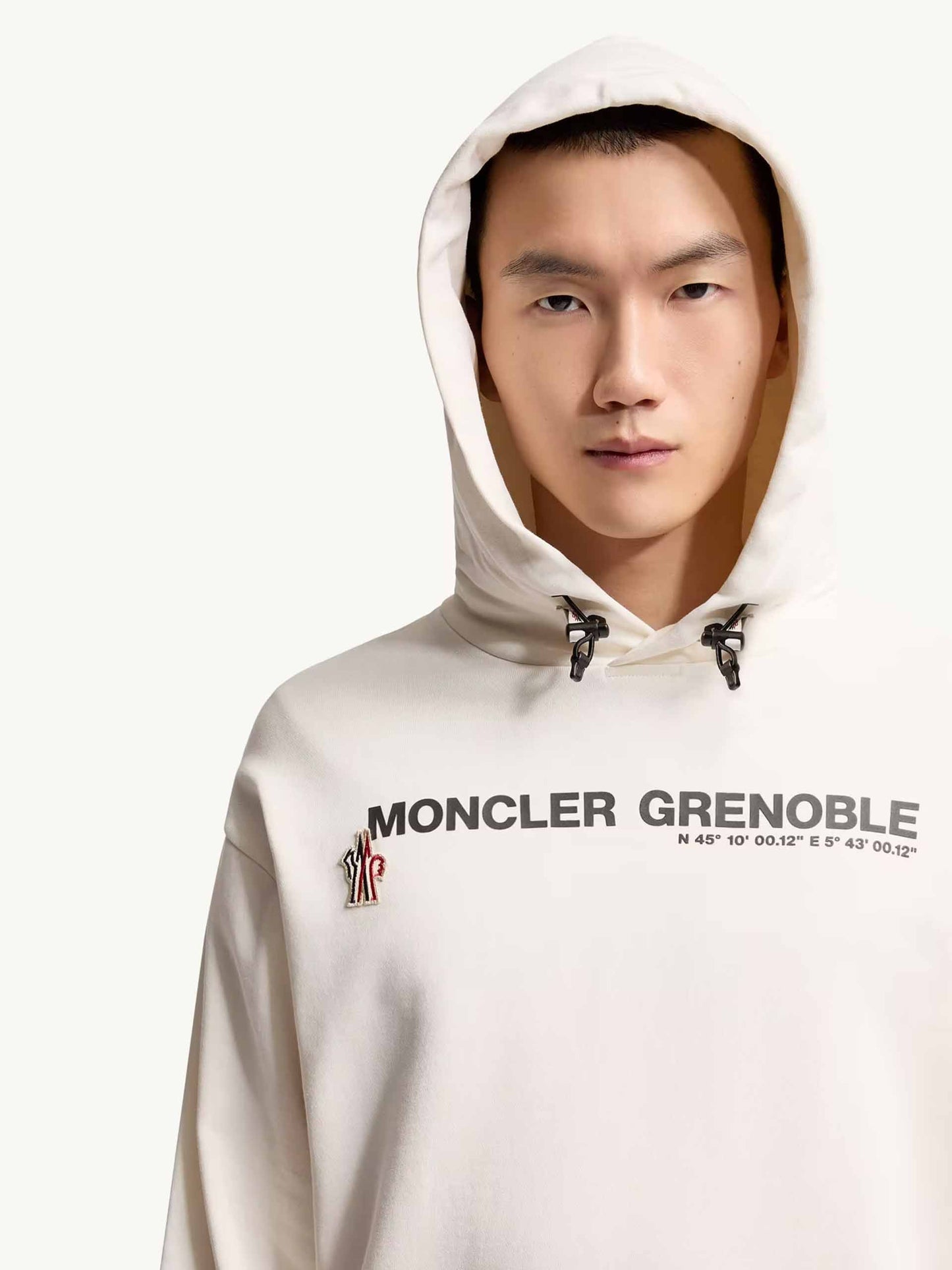 MONCLER GRENOBLE - Logo-Hoodie aus Baumwolle für Herren Cremeweiß - Cream white