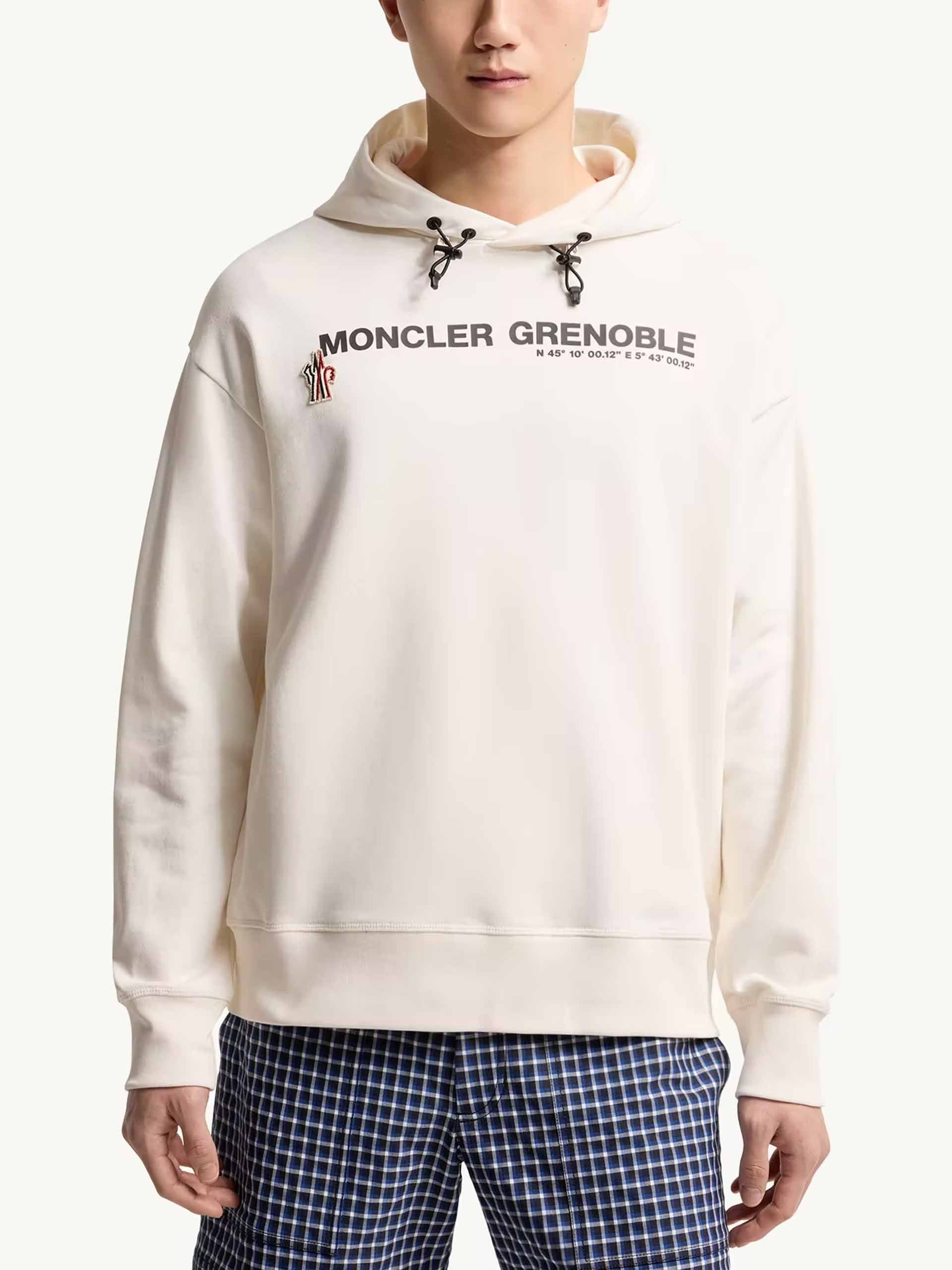 MONCLER GRENOBLE - Logo-Hoodie aus Baumwolle für Herren Cremeweiß - Cream white
