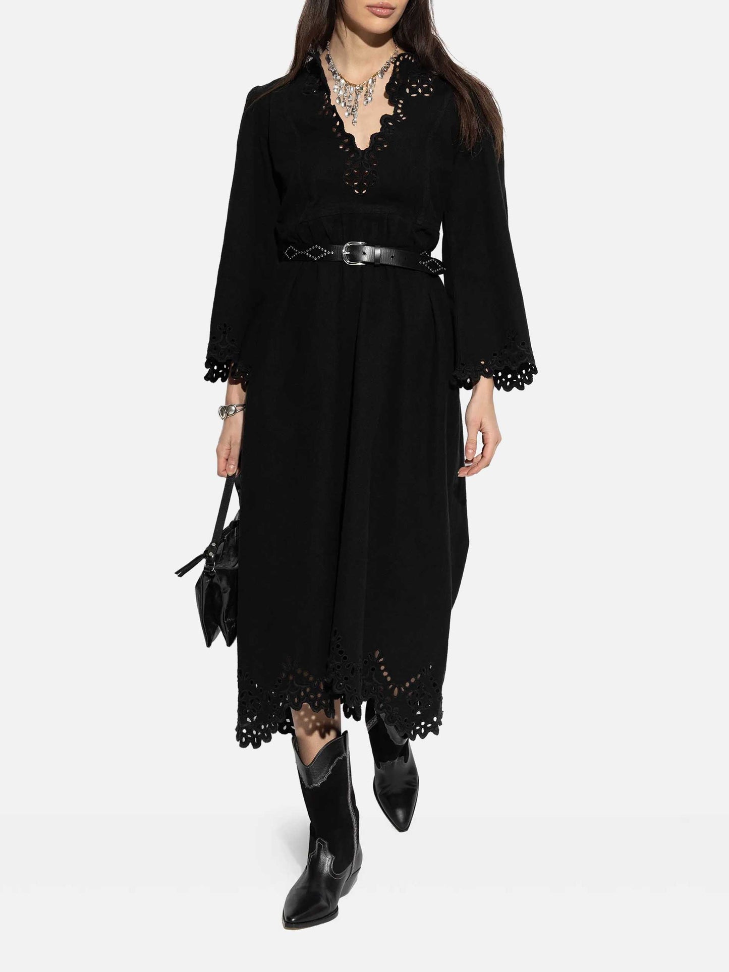 MARANT ETOILE - Midikleid Tianny aus Baumwolle für Damen Schwarz - Black