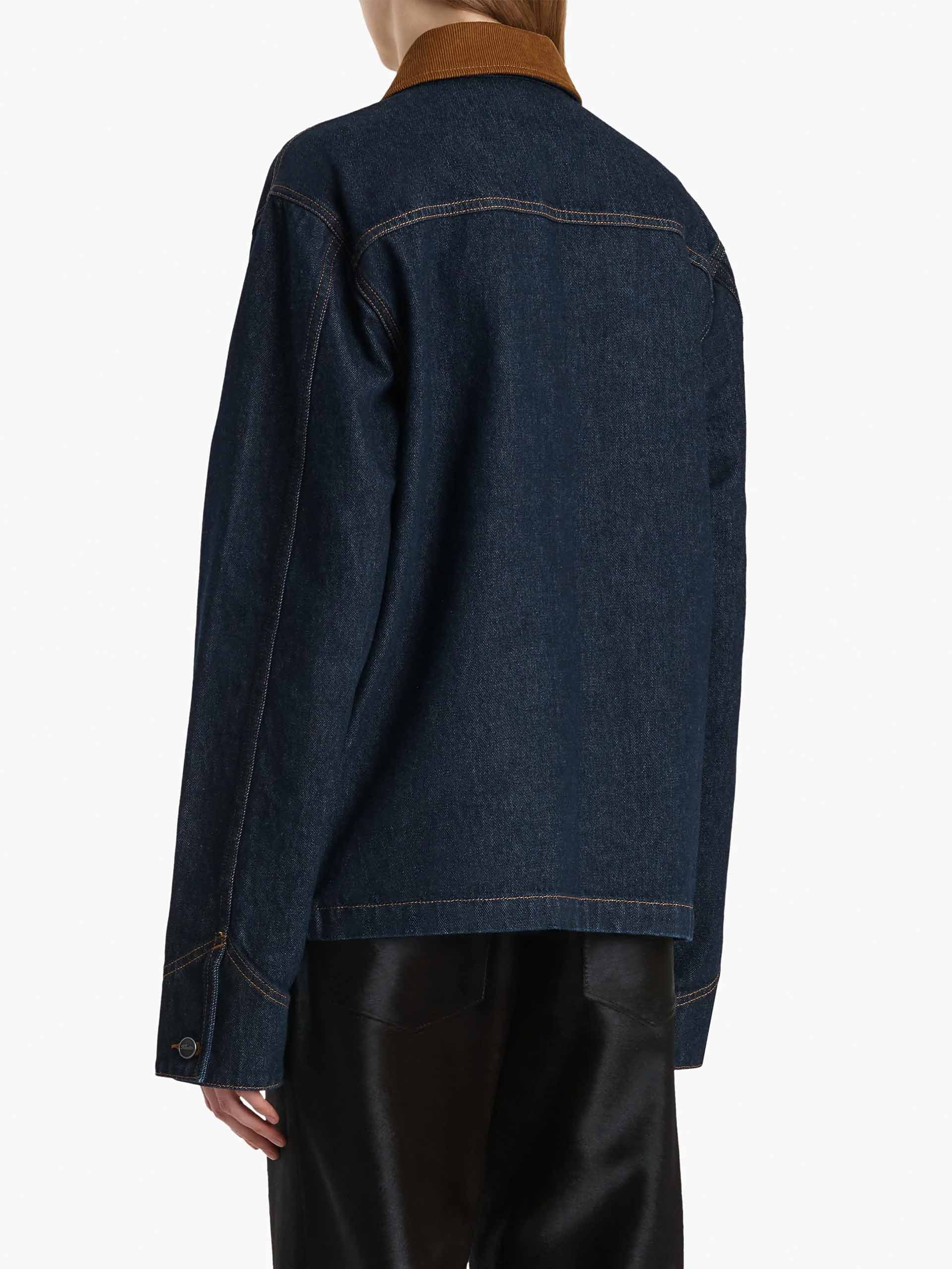 KHAITE - Wyatt denim jacket with corduroy collar for women – NEW