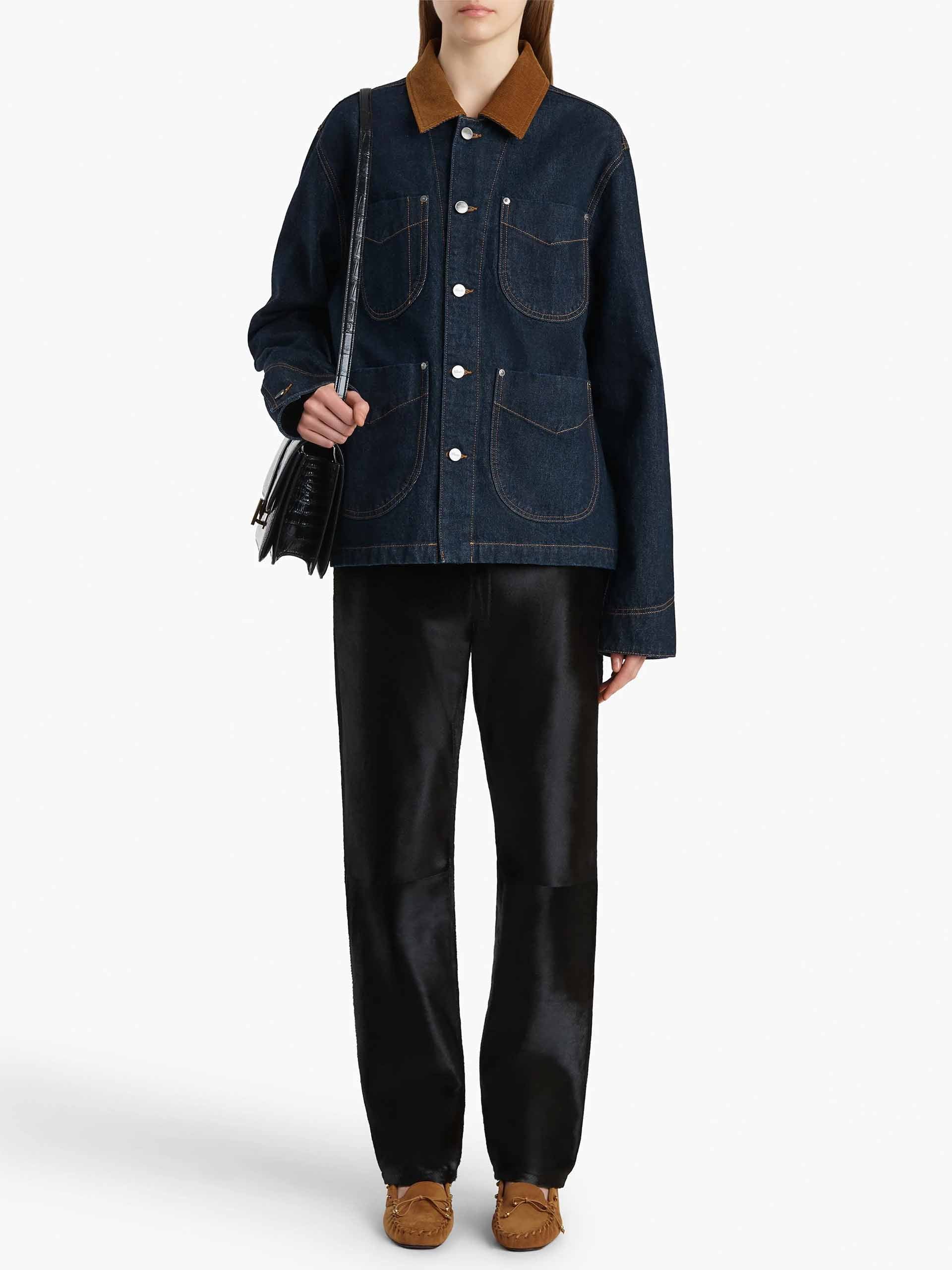 KHAITE - Wyatt denim jacket with corduroy collar for women – NEW