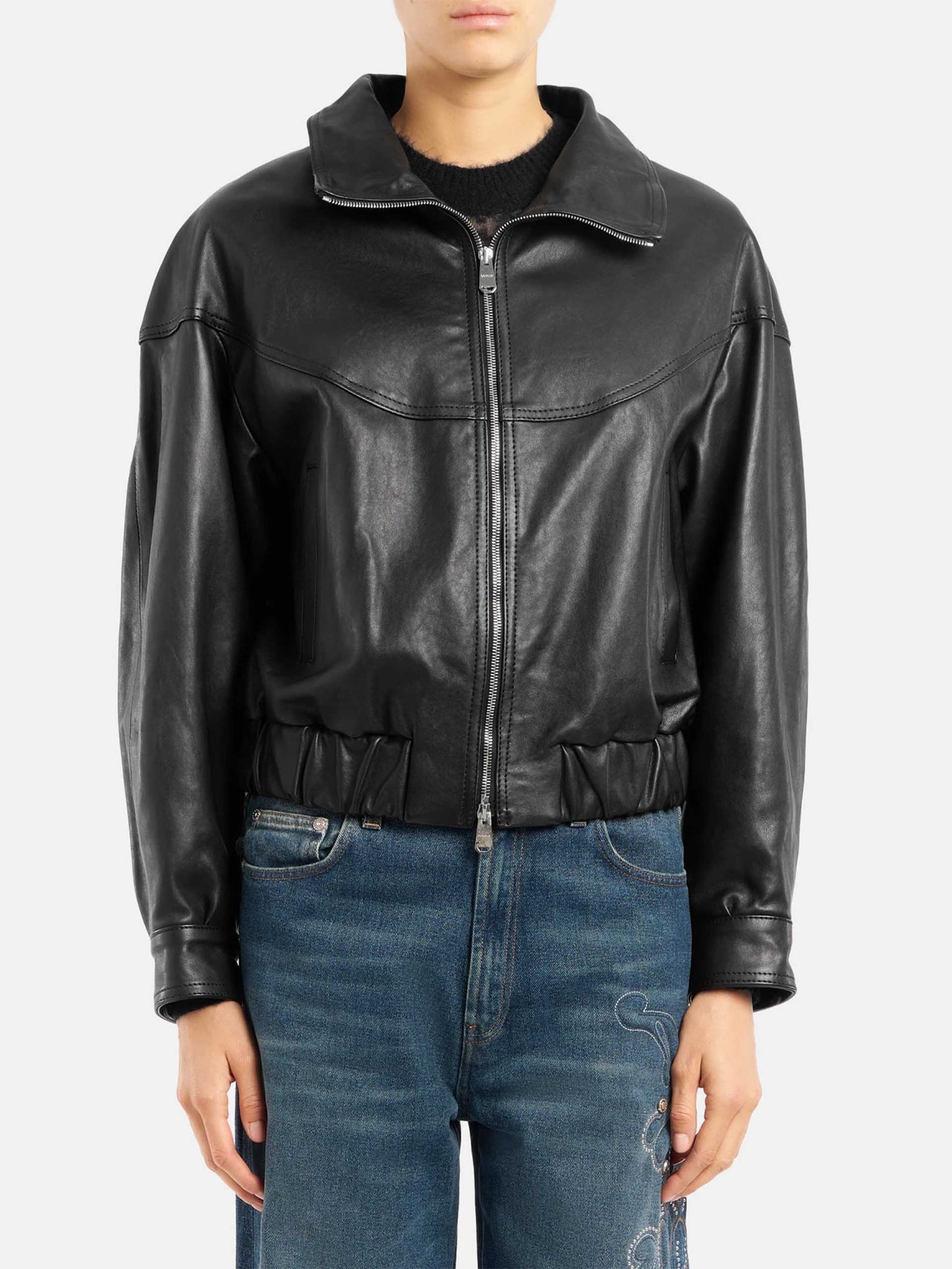 Nappa leather bomber jacket for women