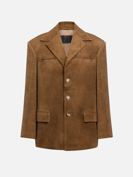 Einreihiger Blazer aus Veloursleder für Damen