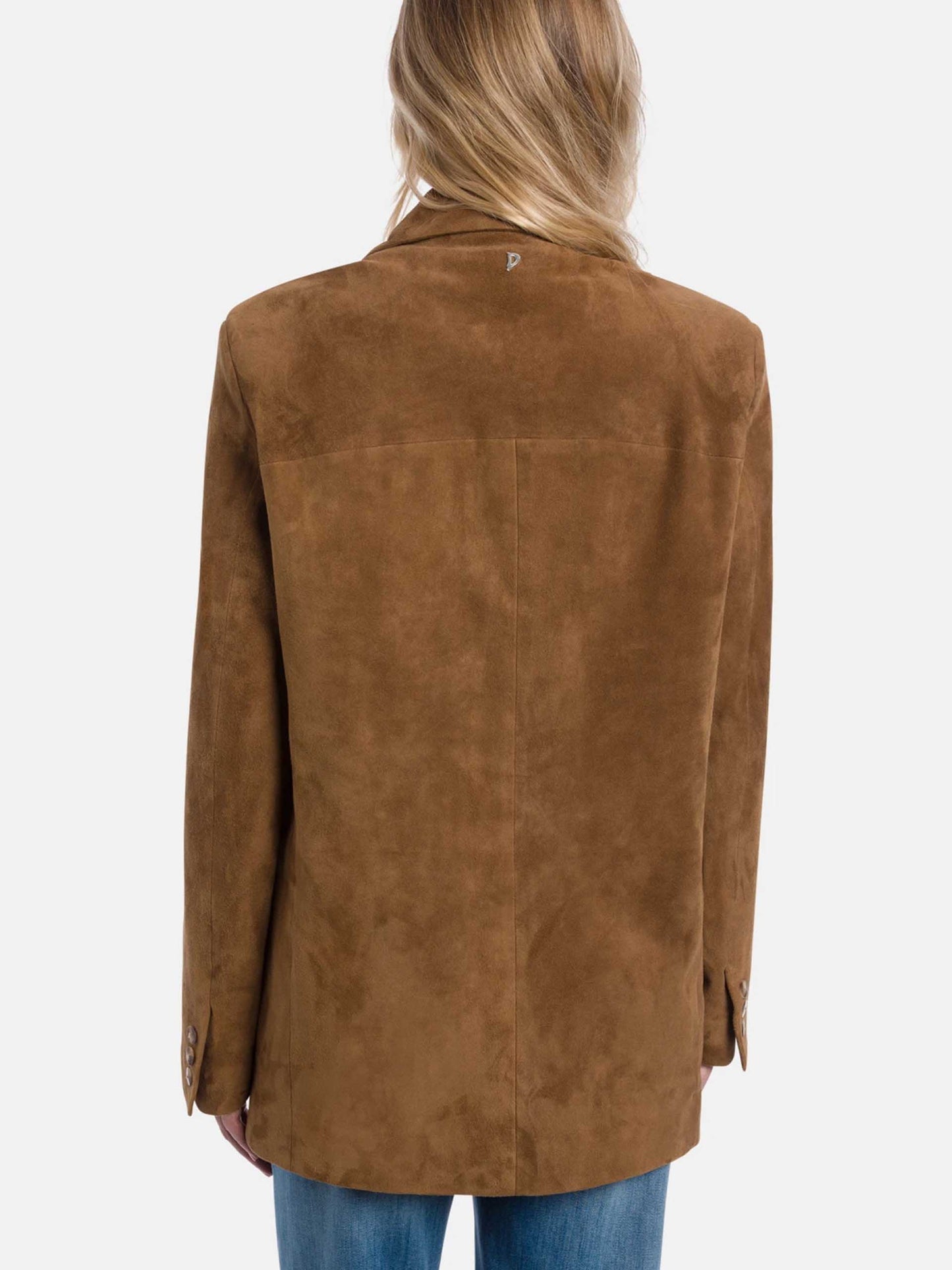 Single-breasted suede blazer for women