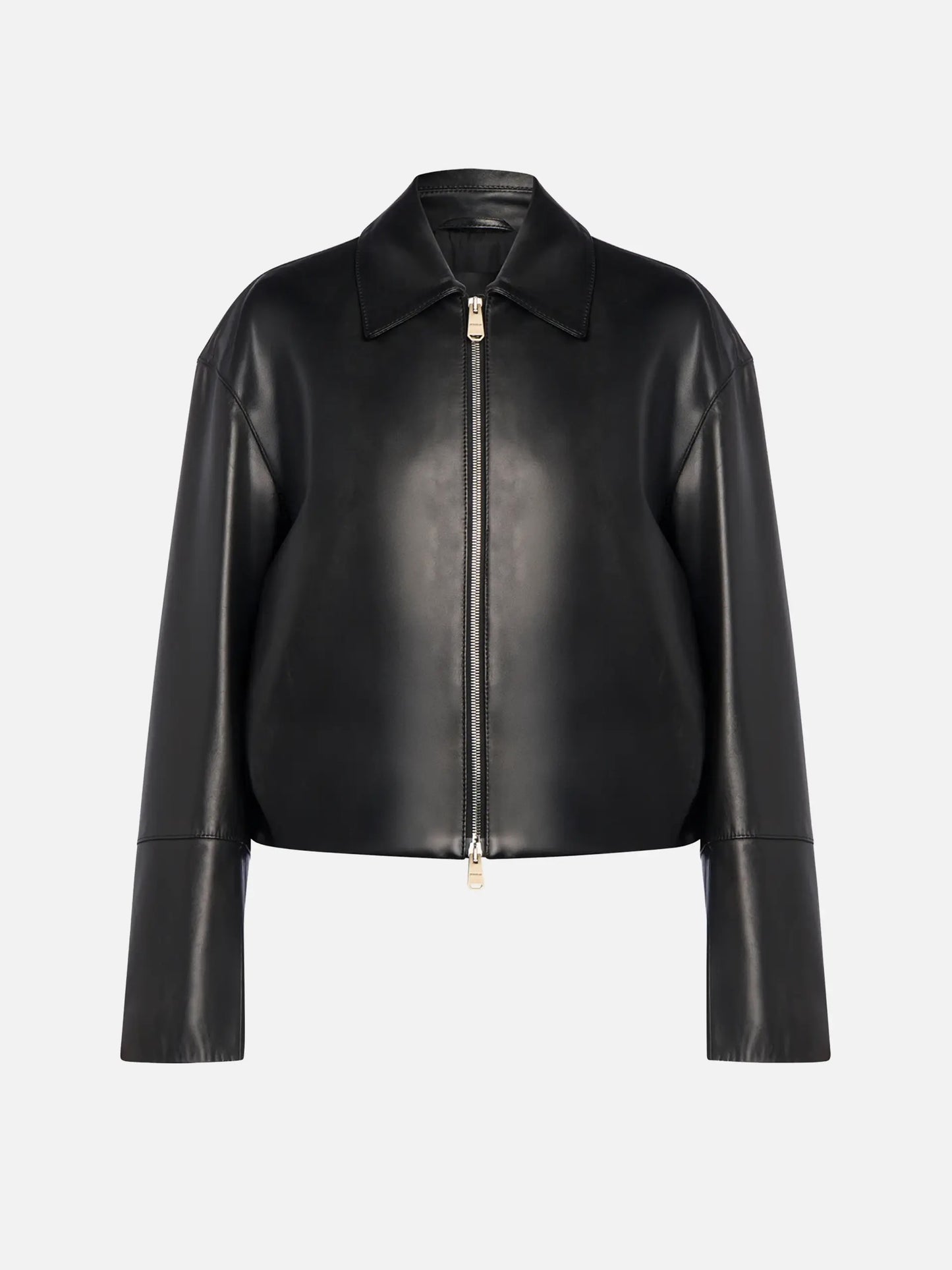 Leather jacket with shirt collar for women