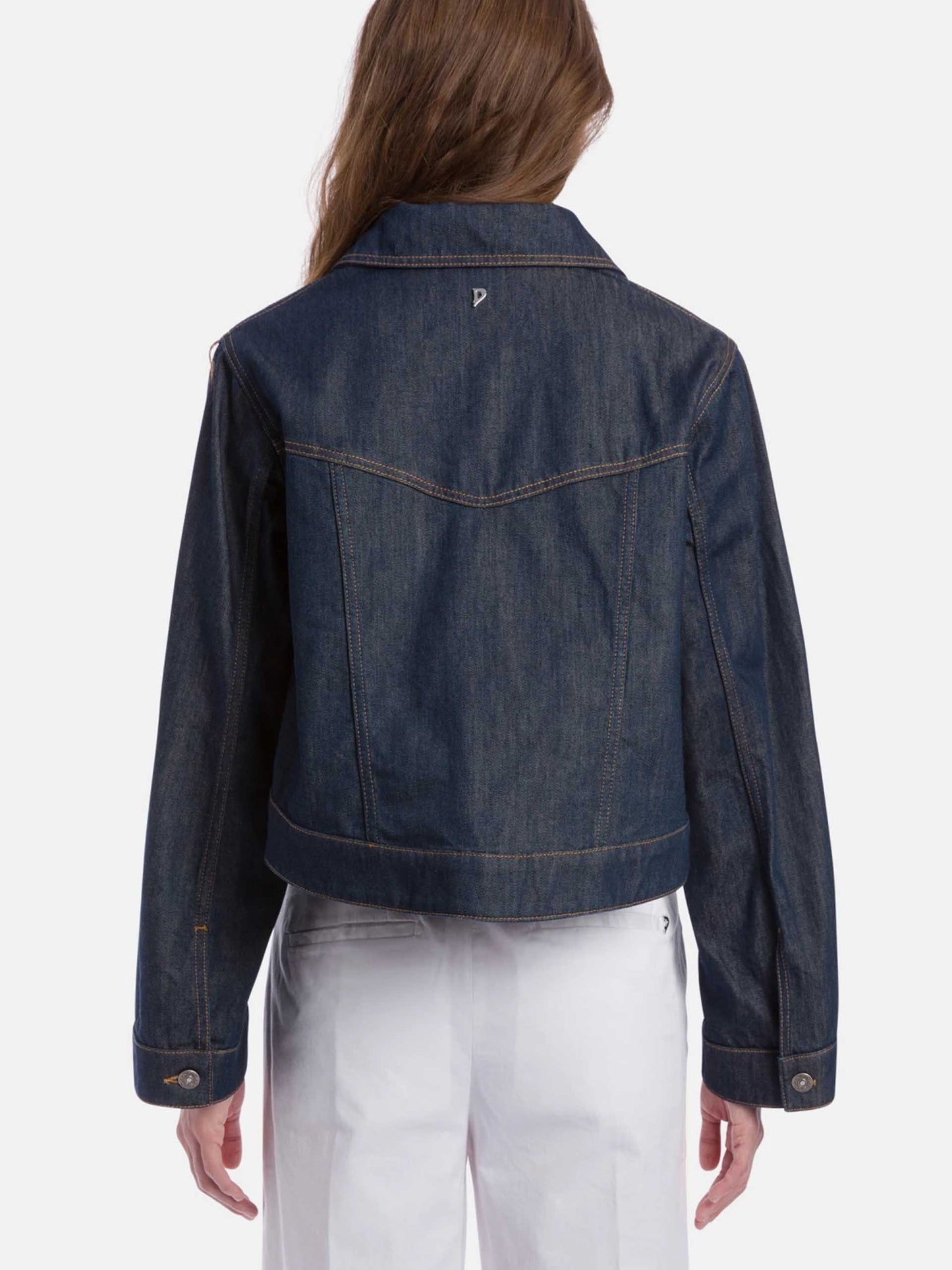Rigid denim jacket for women