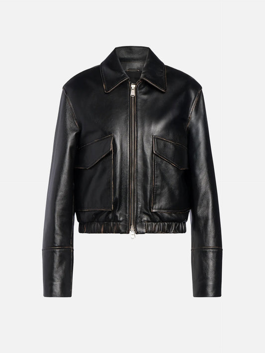 Slim-Fit Lederjacke für Damen