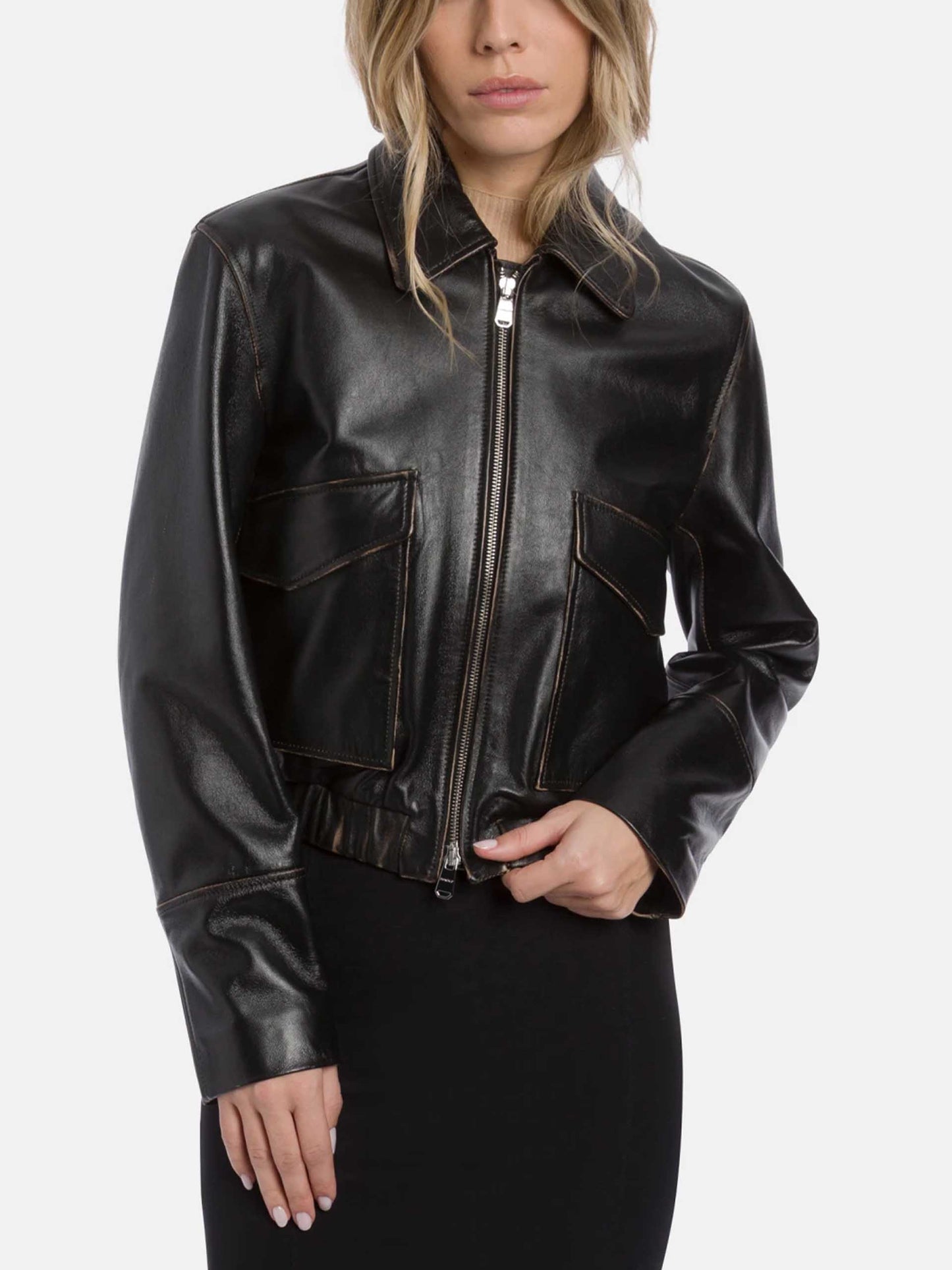 Slim-Fit Lederjacke für Damen