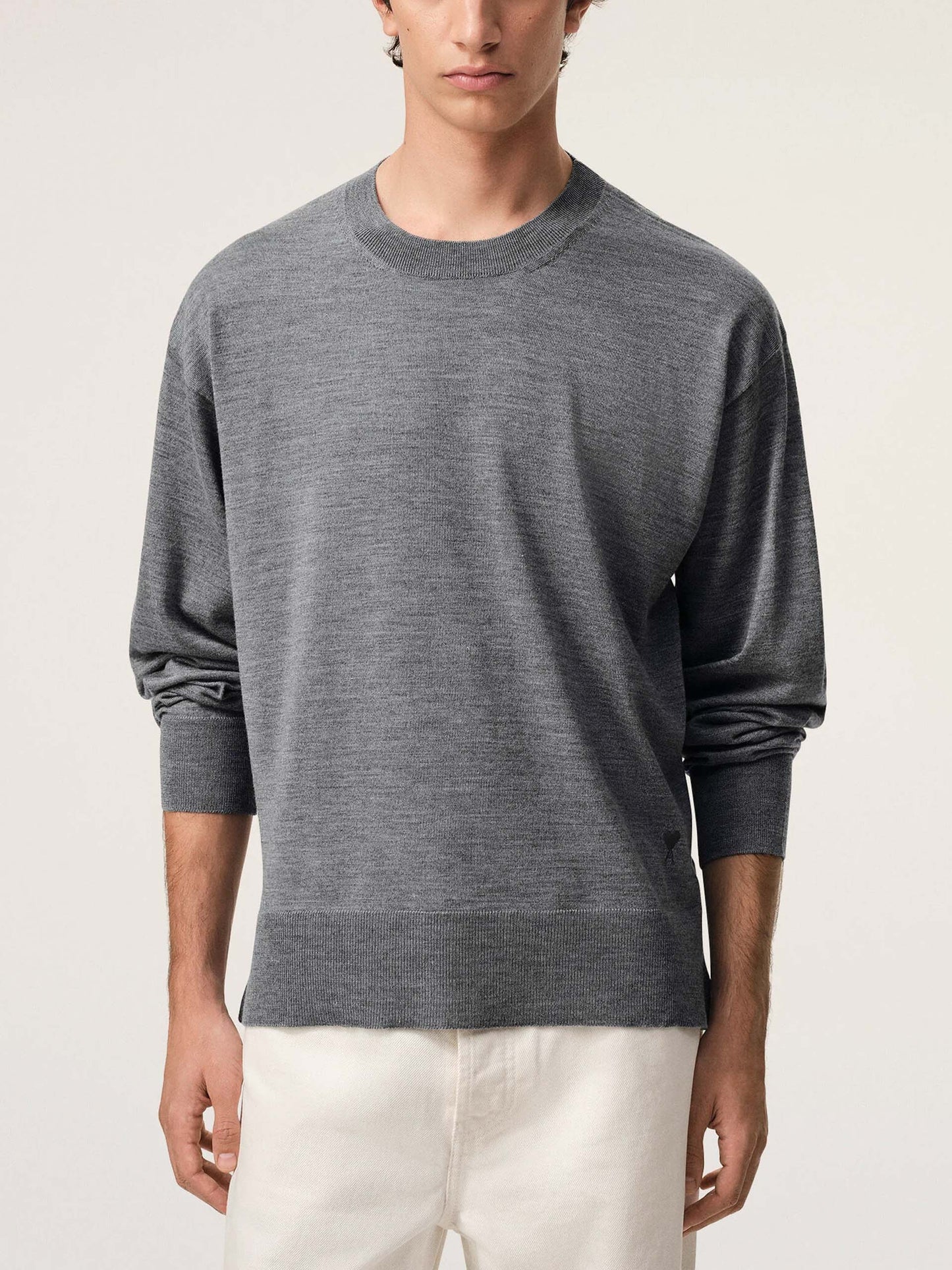 AMI PARIS - Oversized-Pullover aus Woll-Seiden-Strick Grau