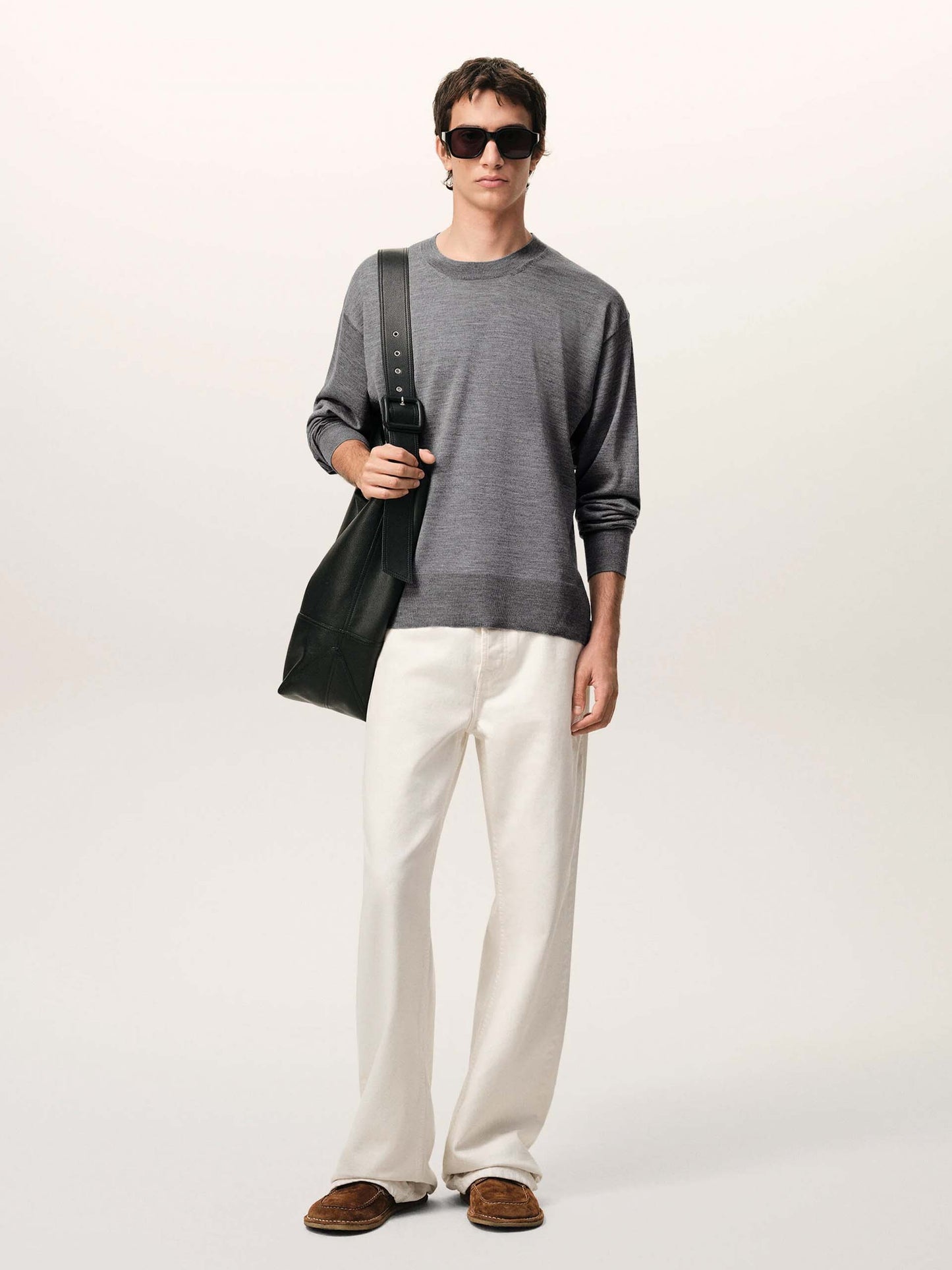 AMI PARIS - Oversized-Pullover aus Woll-Seiden-Strick Grau