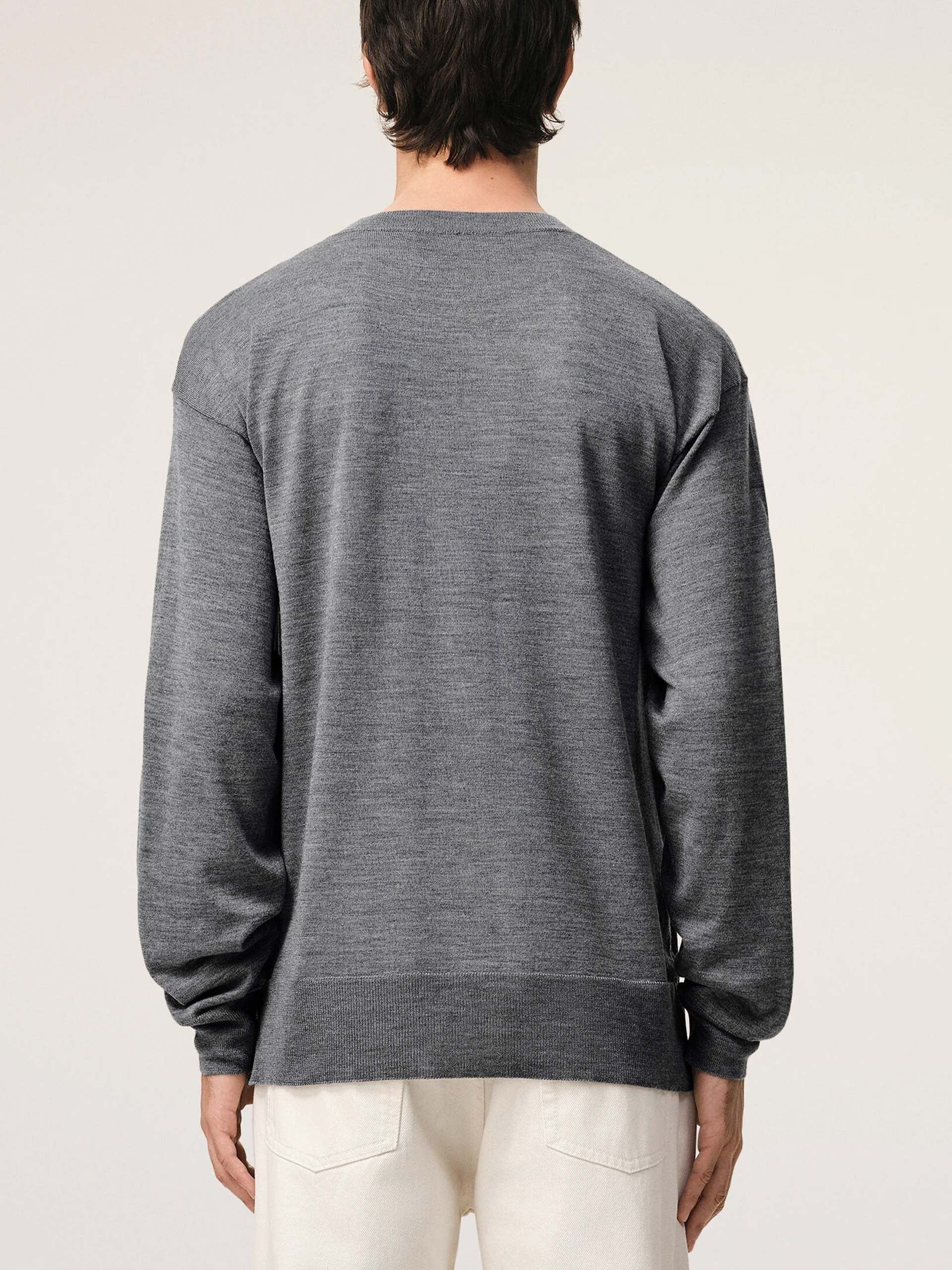 AMI PARIS - Oversized-Pullover aus Woll-Seiden-Strick Grau