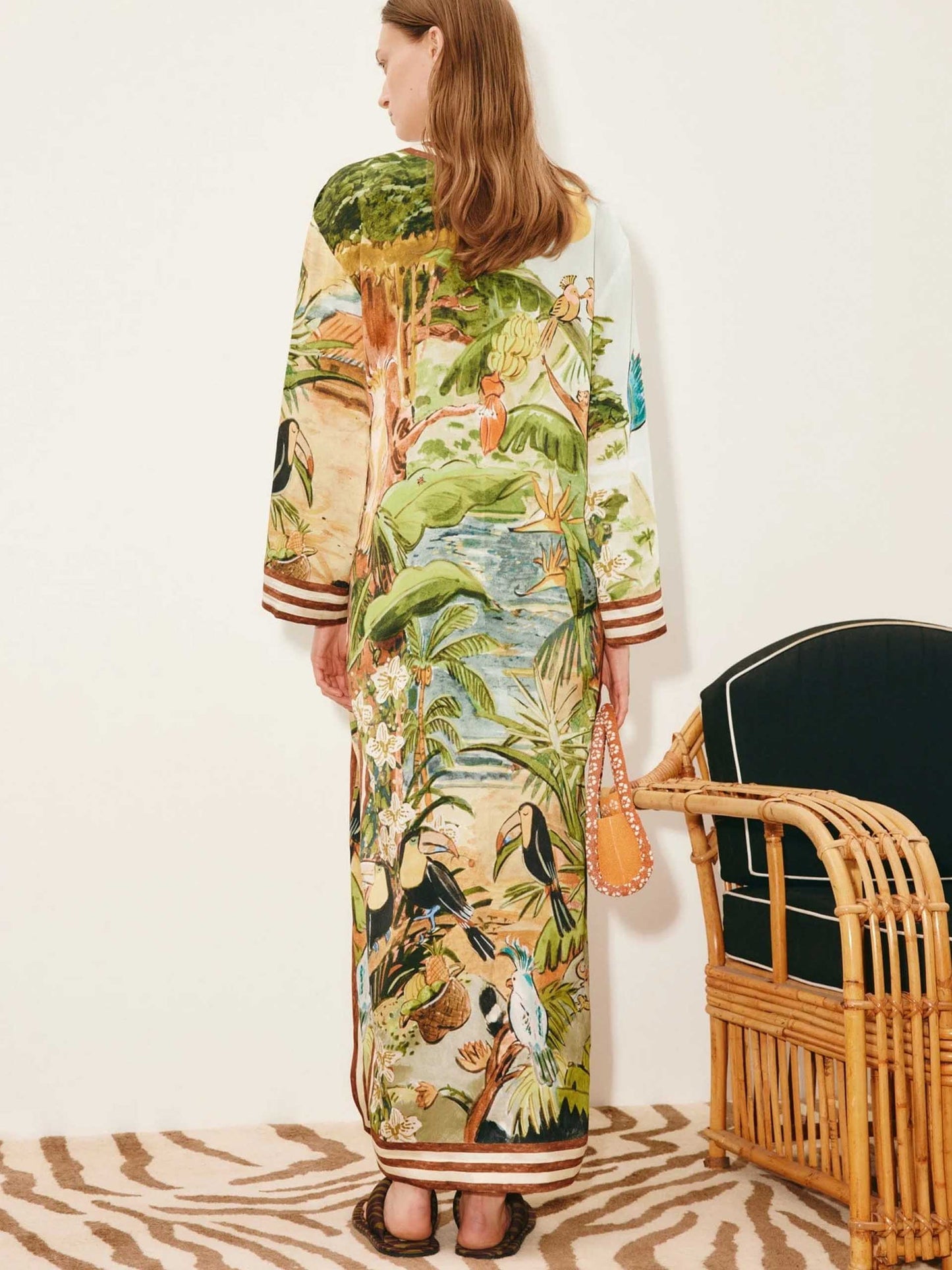 ALEMAIS - Midikleid Toucan Tango aus Seide für Damen