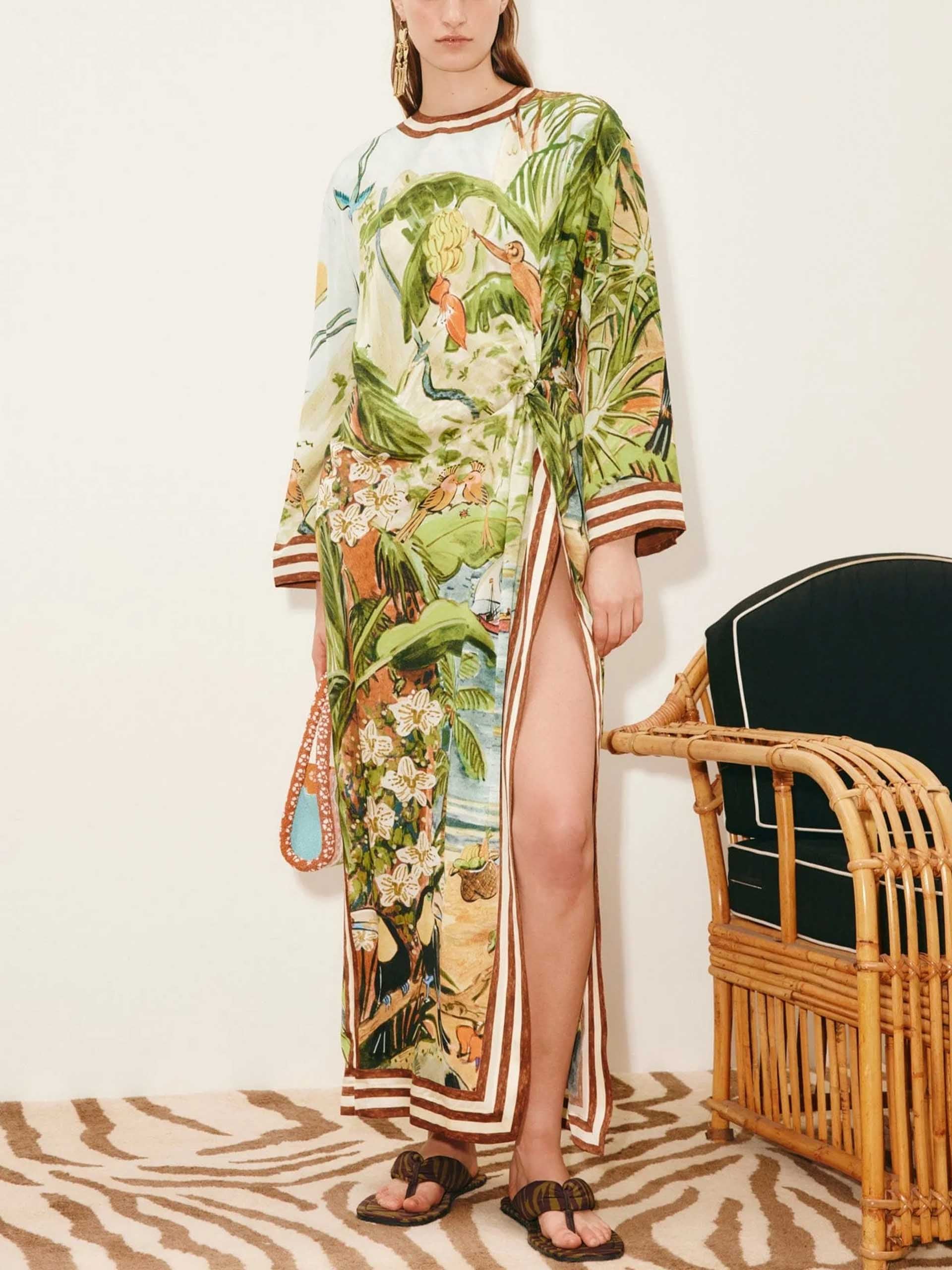 ALEMAIS - Midikleid Toucan Tango aus Seide für Damen