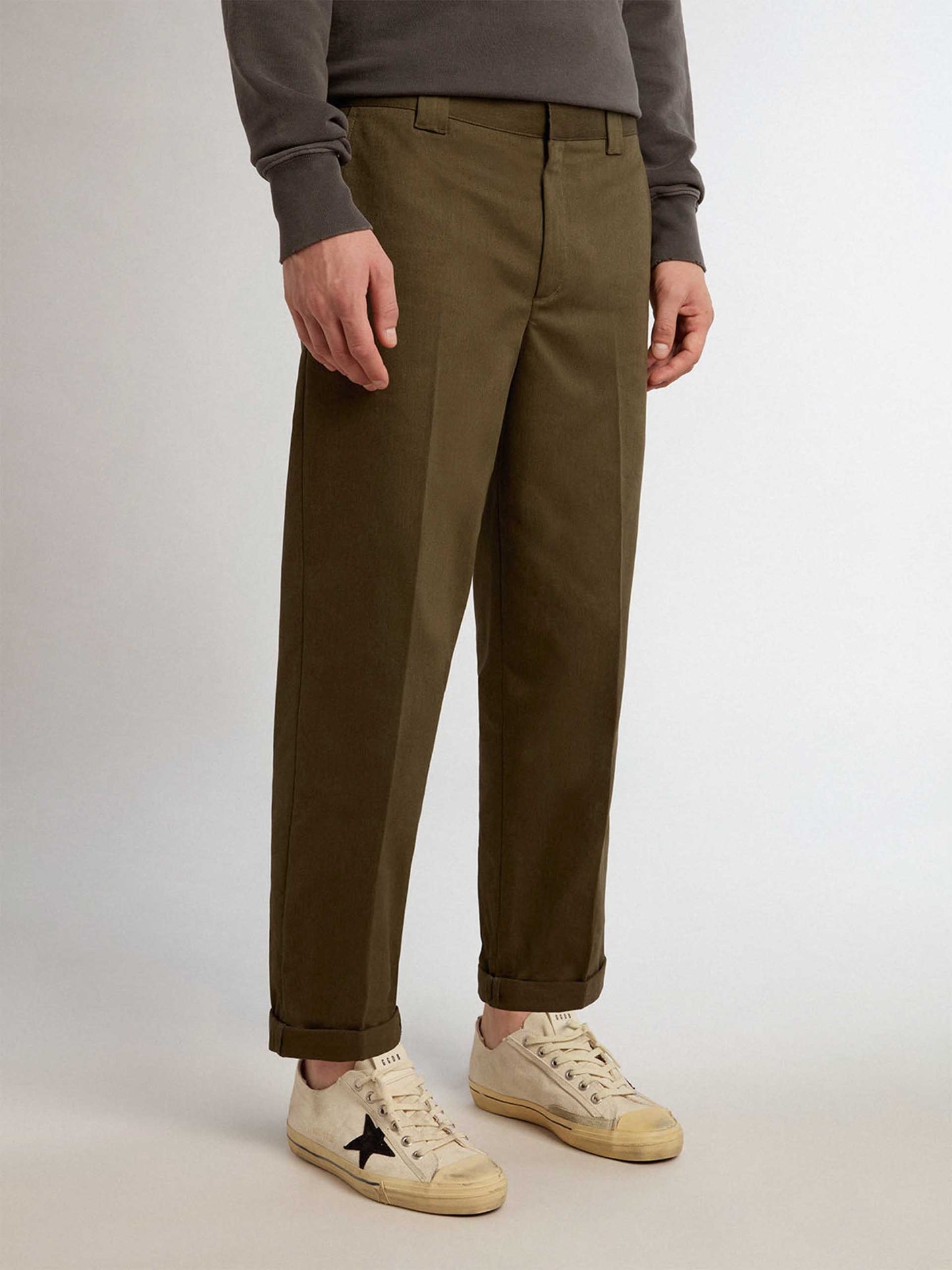 GOLDEN GOOSE - Gerade Chinohose Skate für Herren Militärgrün - Military green