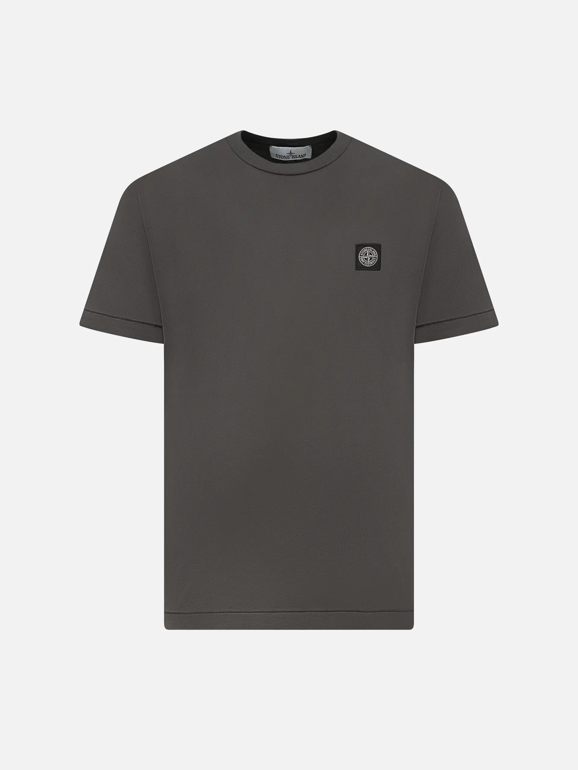 STONE ISLAND - Basic-T-Shirt mit Logo-Patch für Herren Anthrazitgrau - Anthracite Grey