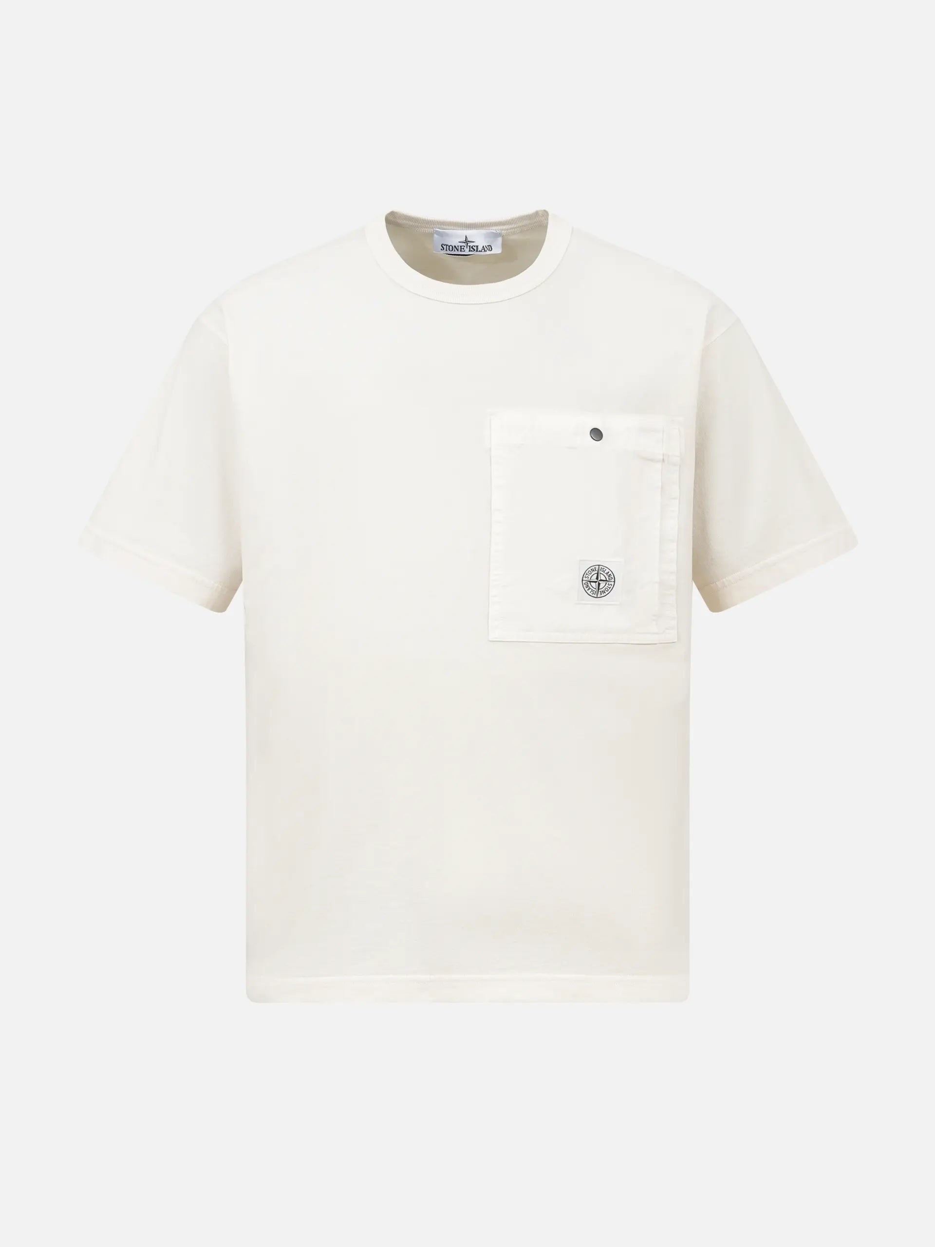 STONE ISLAND - T-Shirt mit Brusttasche für Herren Ecru