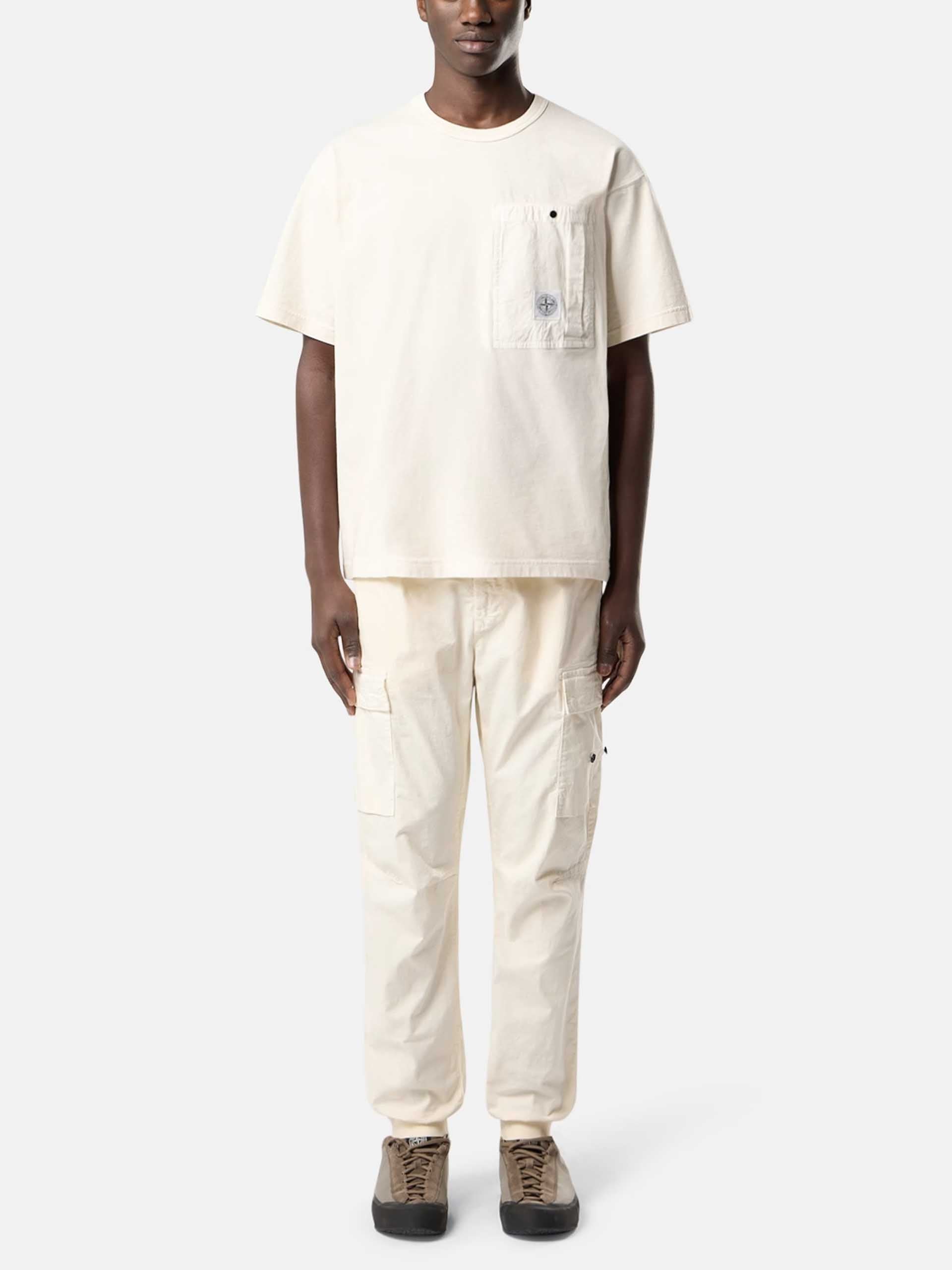 STONE ISLAND - T-Shirt mit Brusttasche für Herren Ecru