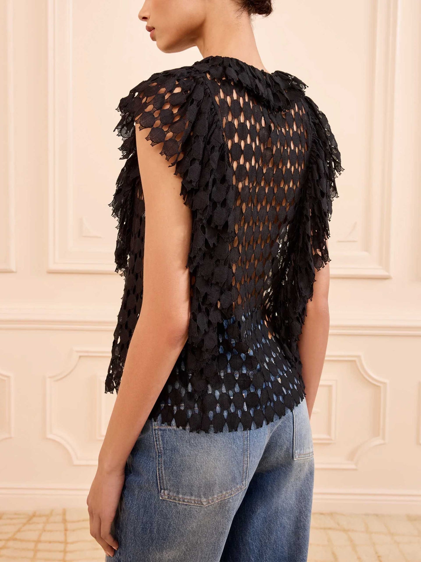 ULLA JOHNOSN - Spitzen-Top Daevy für Damen Schwarz - Black