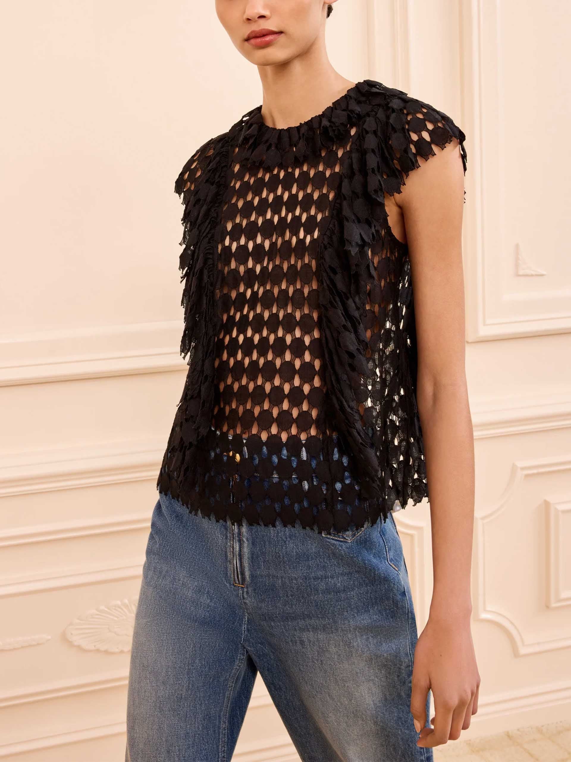 ULLA JOHNOSN - Spitzen-Top Daevy für Damen Schwarz - Black