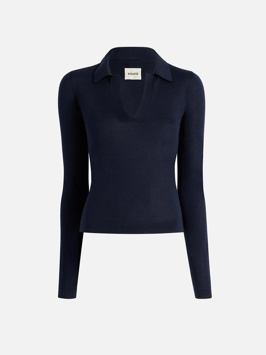 KHAITE - Polopullover Mikel aus Seide für Damen Marineblau - Midnight Navy