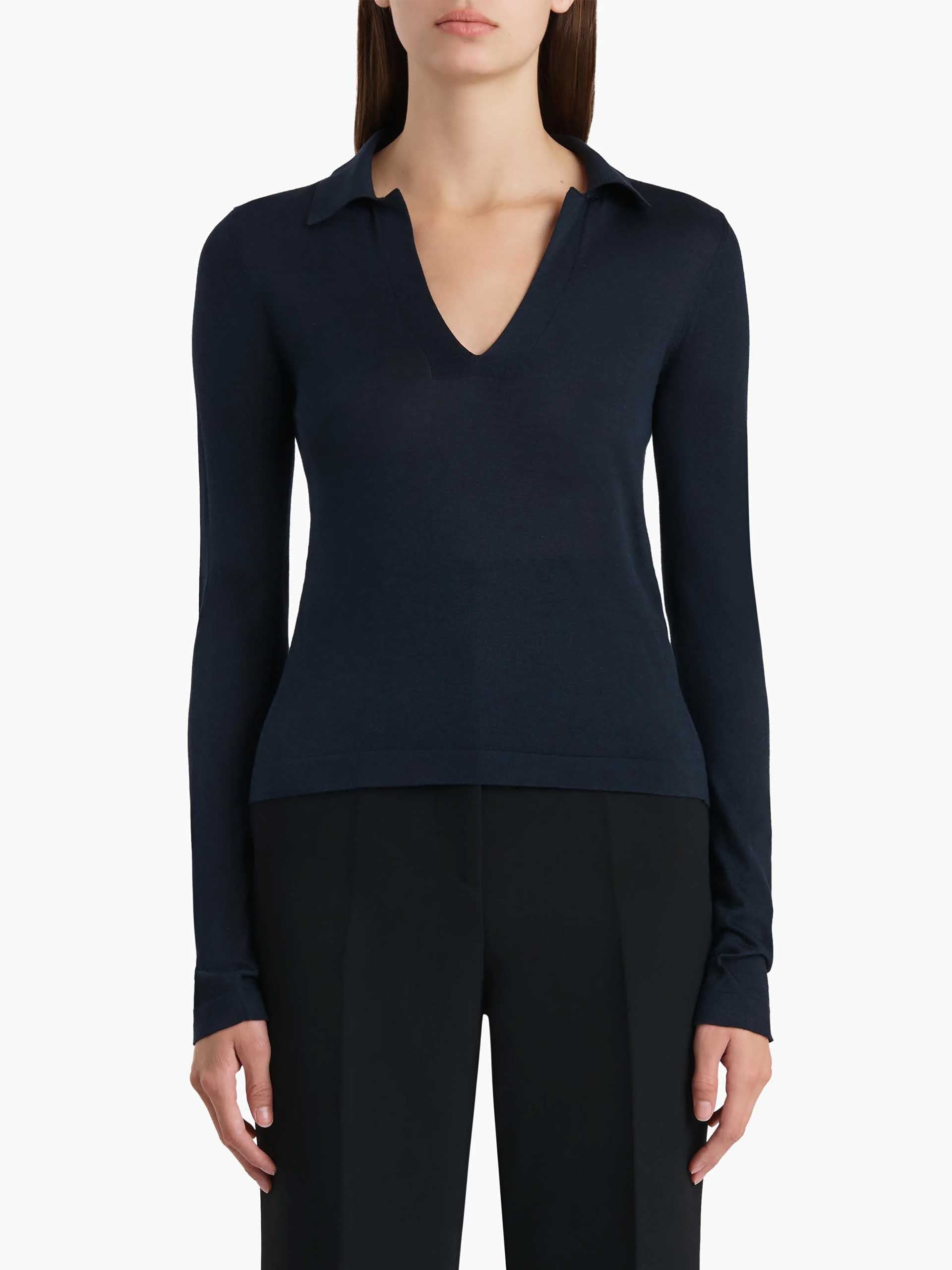 KHAITE - Polopullover Mikel aus Seide für Damen Marineblau - Midnight Navy