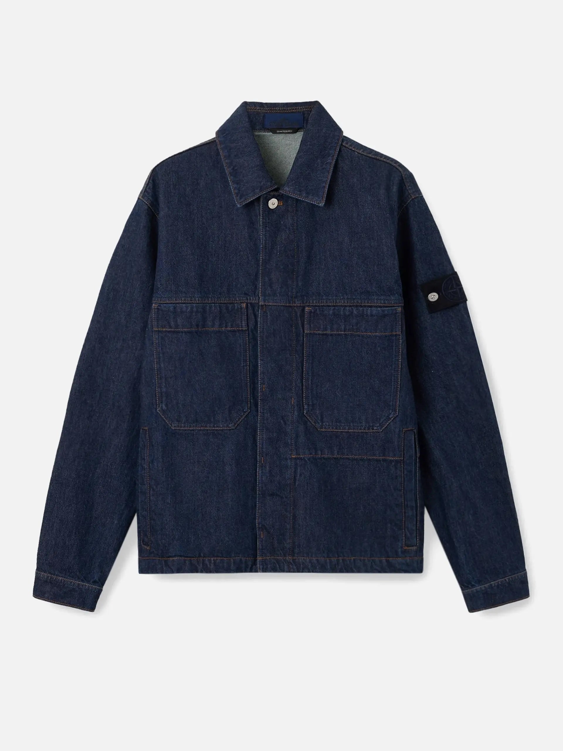 STONE ISLAND - Hemdjacke aus Rinse-Denim für Herren Dunkelblau - Blue Rinse